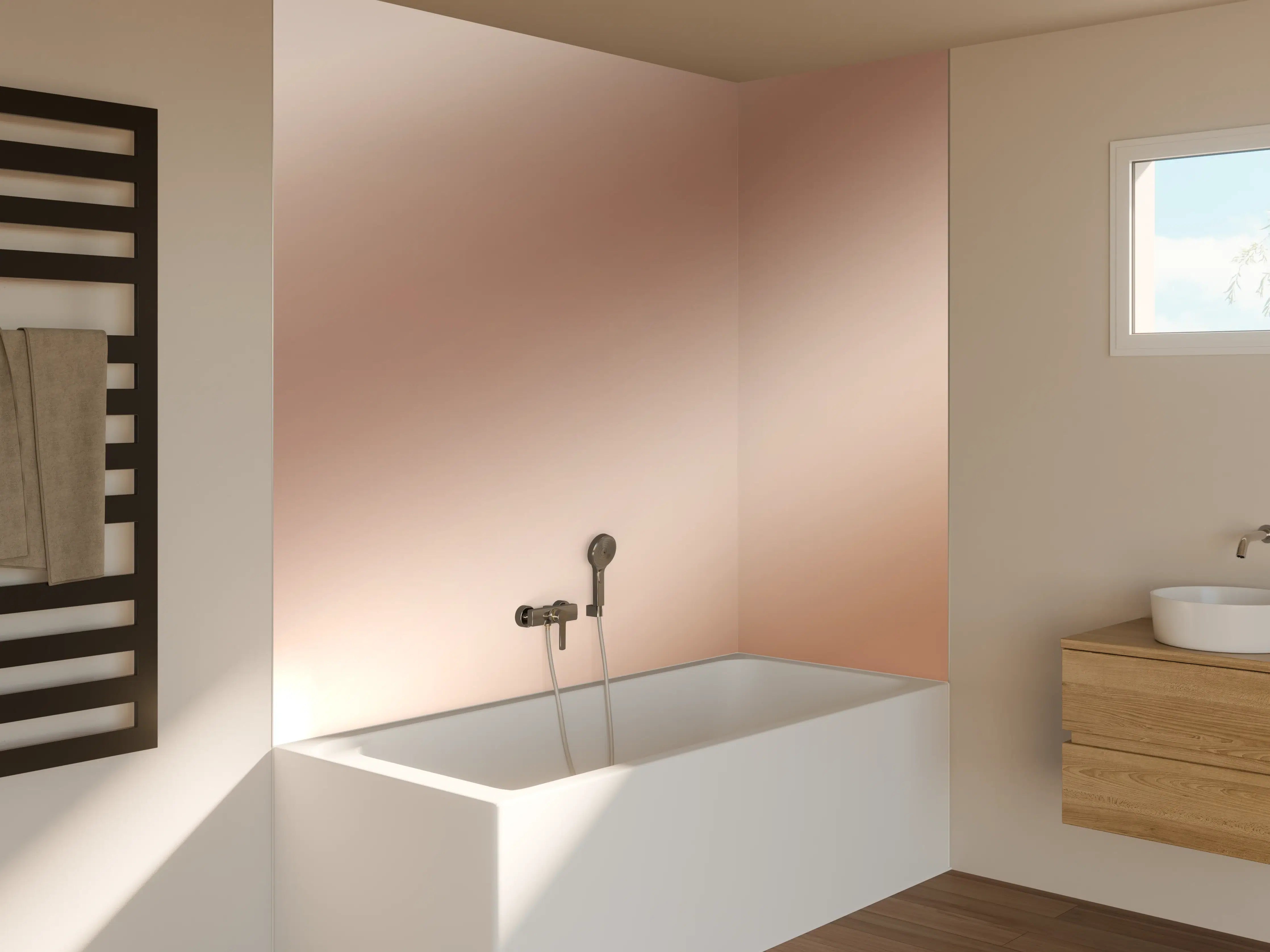 Badewannen-Rückwand - Elegante Metallic-Bronze Wand