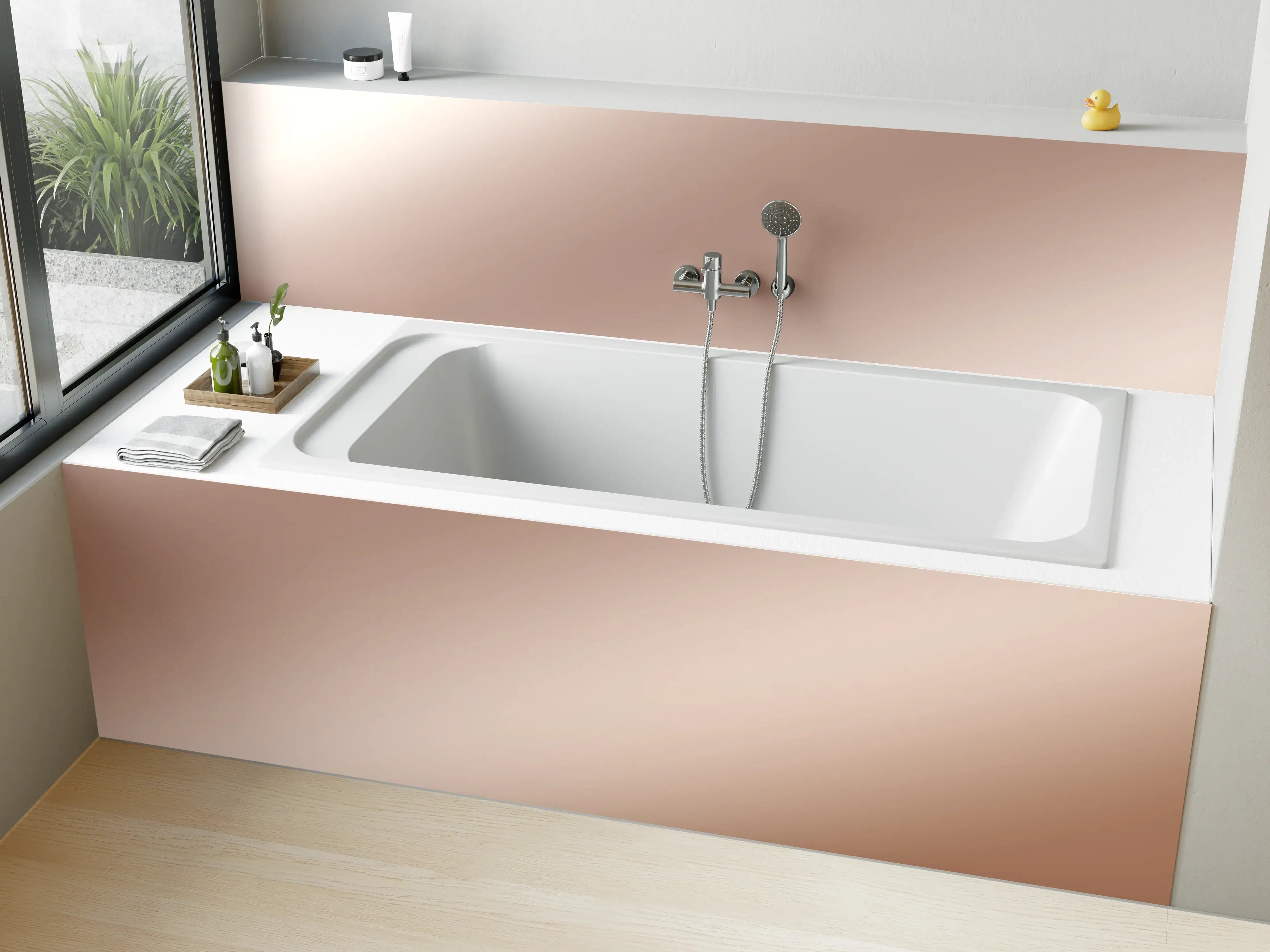 Badewannen-Rückwand - Elegante Metallic-Bronze Wand