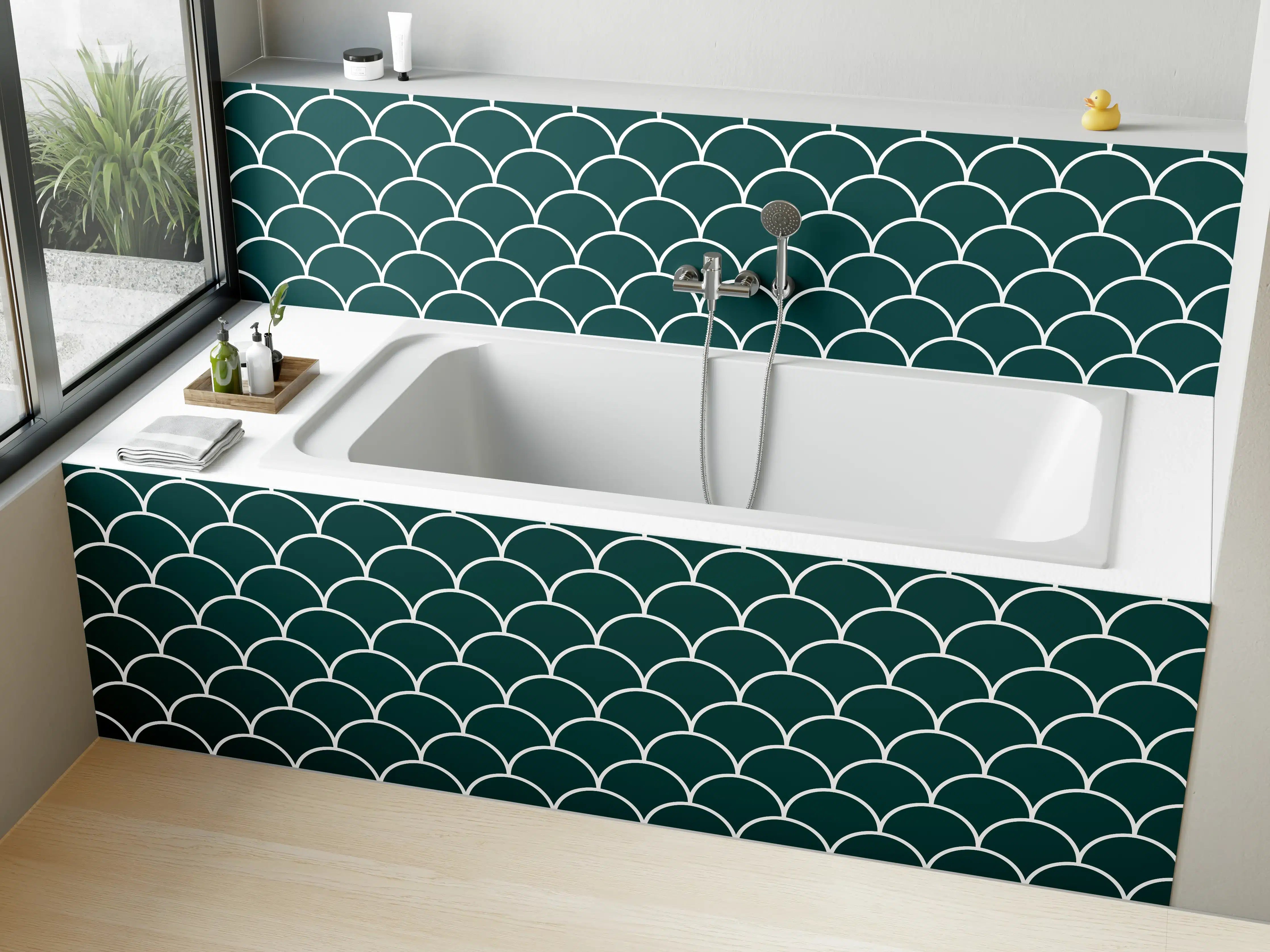 Badewannen-Rückwand - Elegante blaue Meereswellen-Textur
