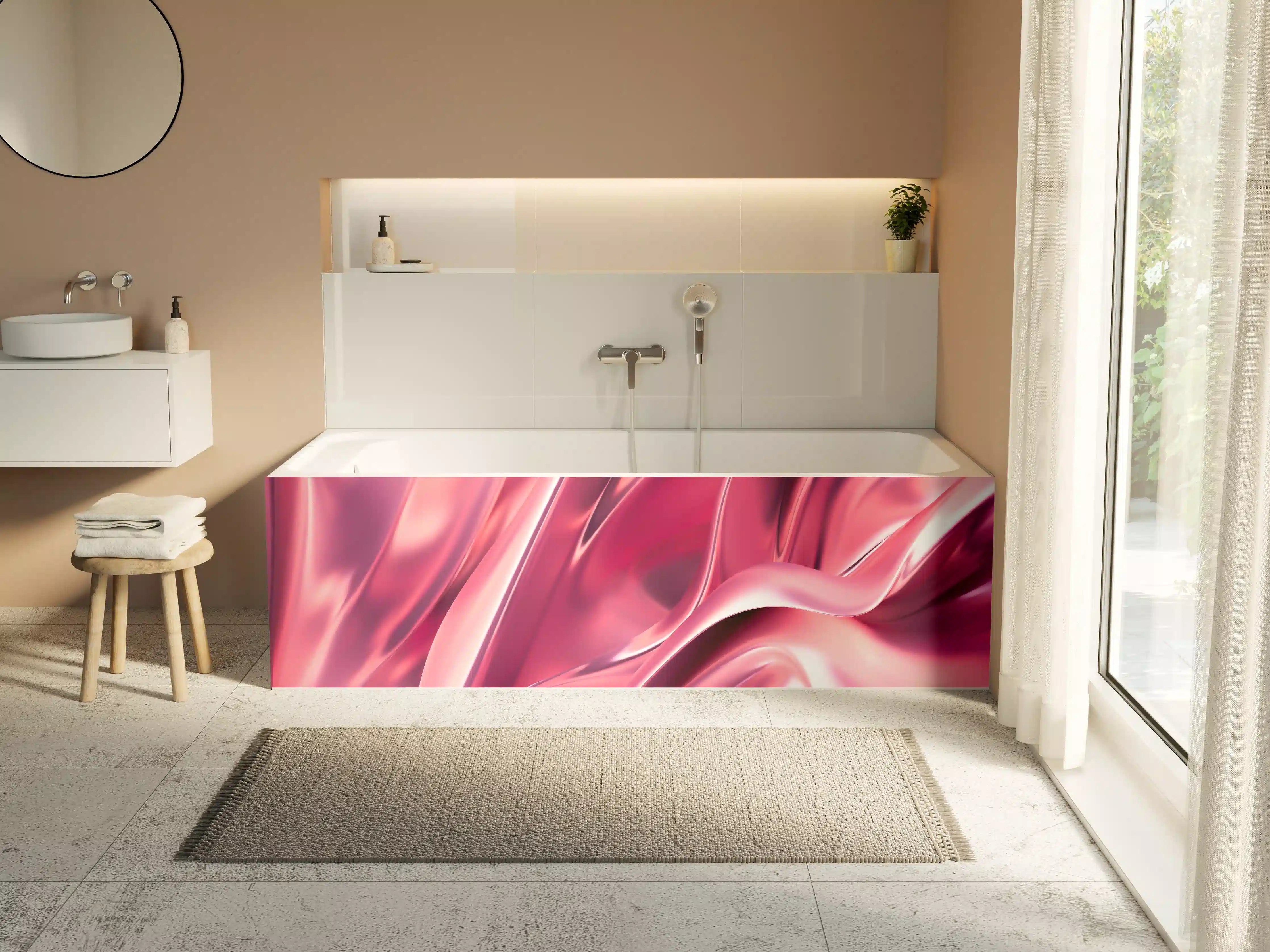 Badewannen-Rückwand - Elegantes Rosa Satin-Finish