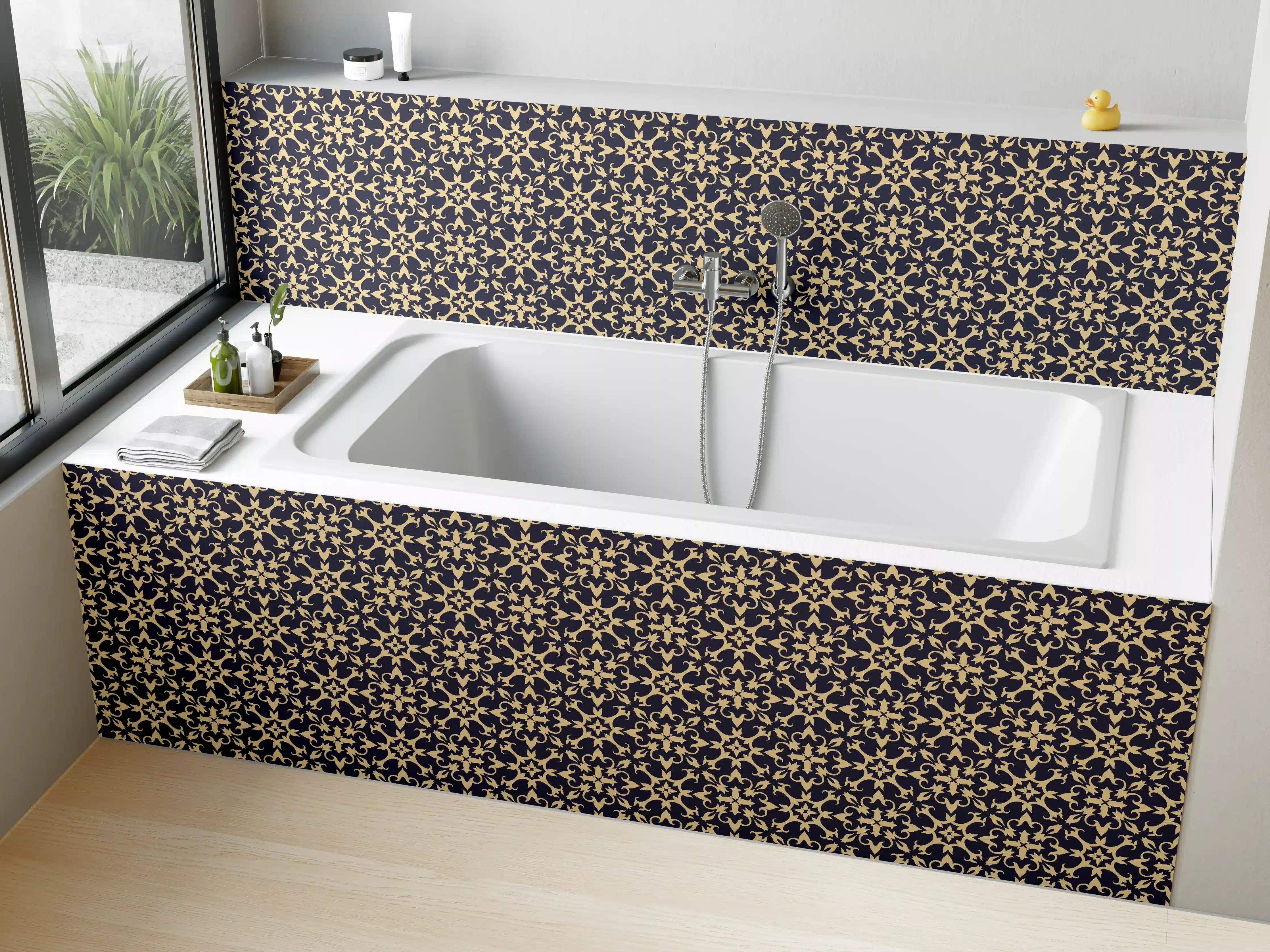 Badewannen-Rückwand - Elegantes Vielfach-Muster Dunkel