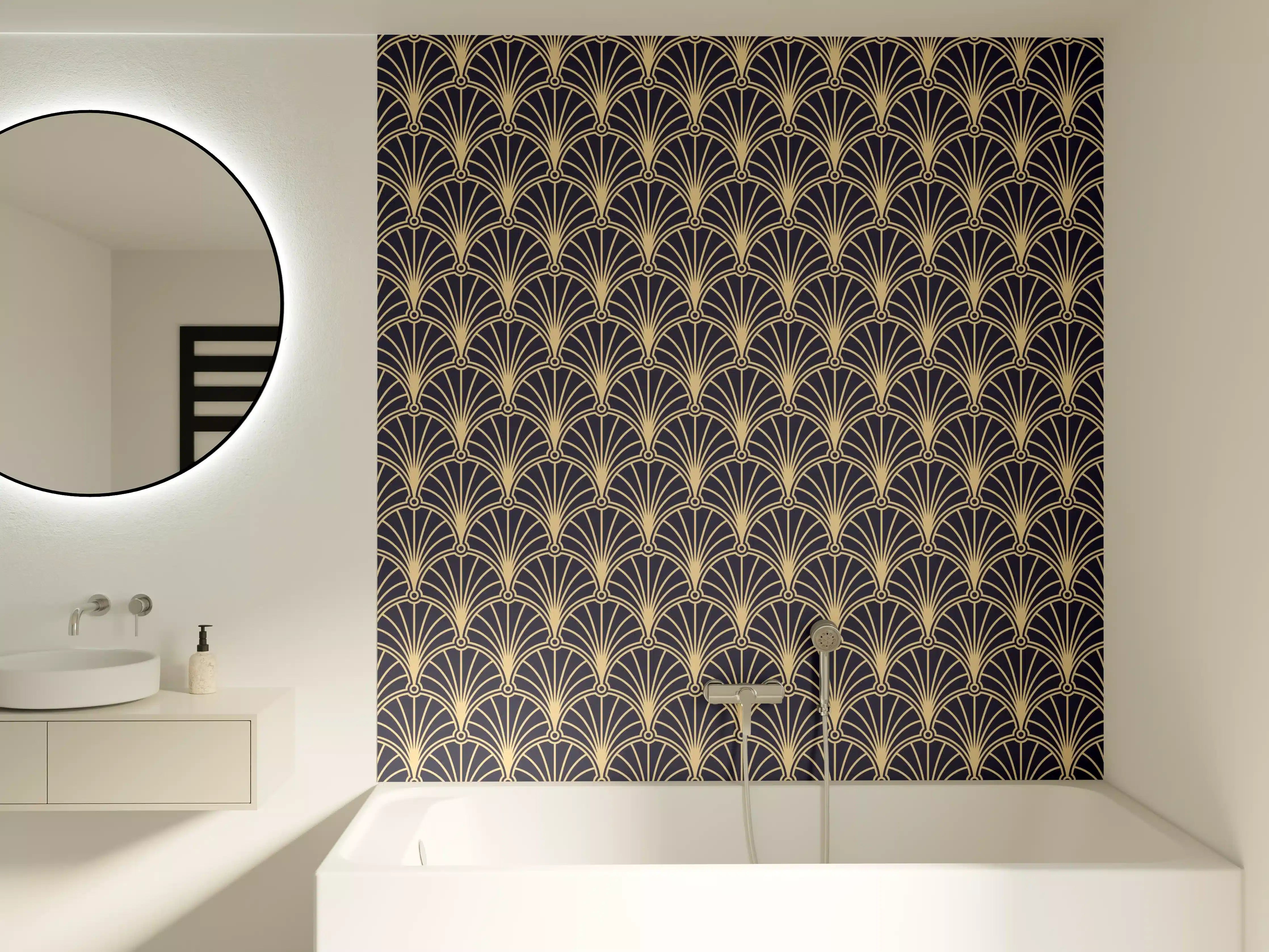 Badewannen-Rückwand - Elegantes anthrazitfarbenes Designer-Muster