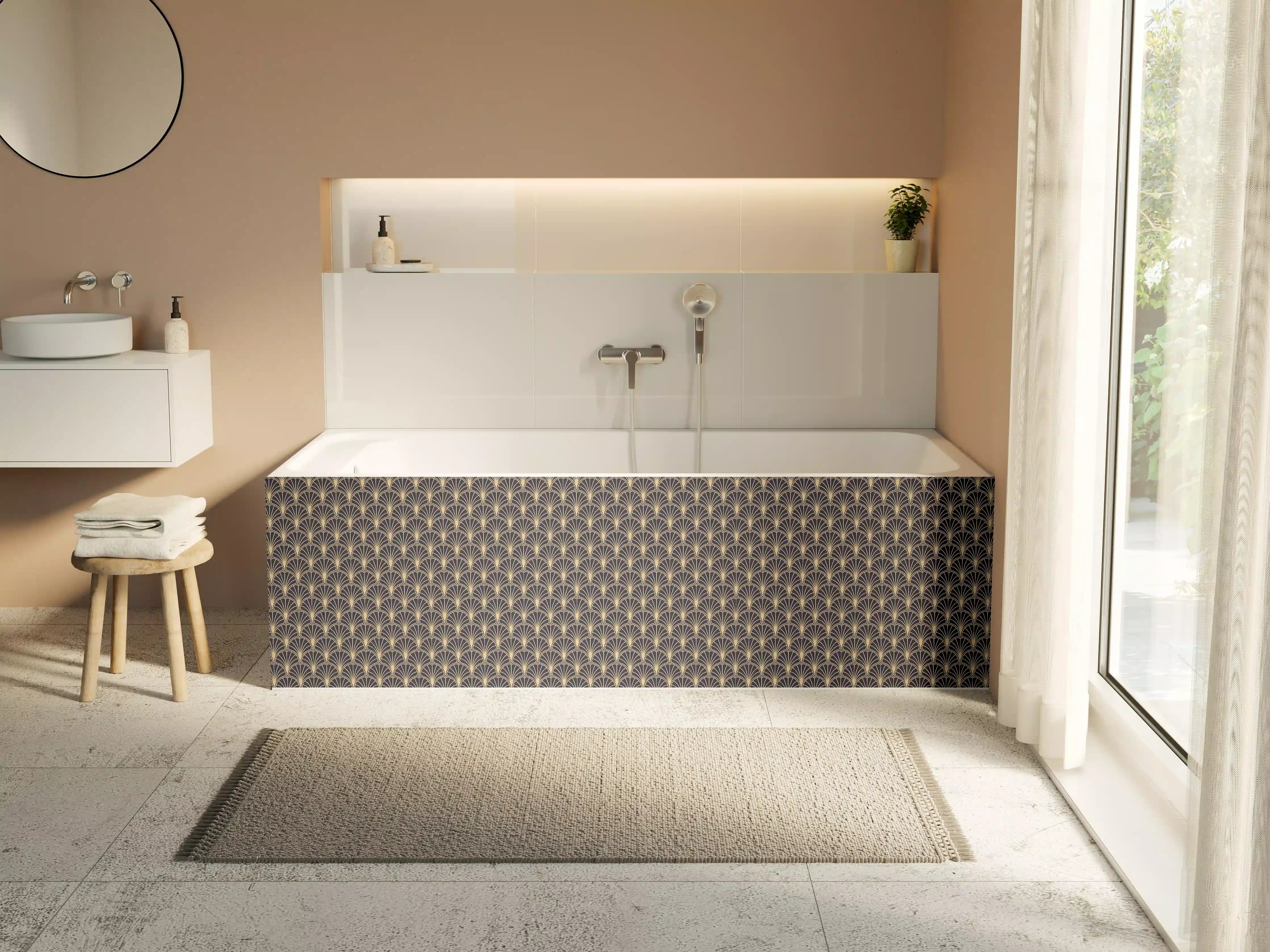 Badewannen-Rückwand - Elegantes anthrazitfarbenes Designer-Muster