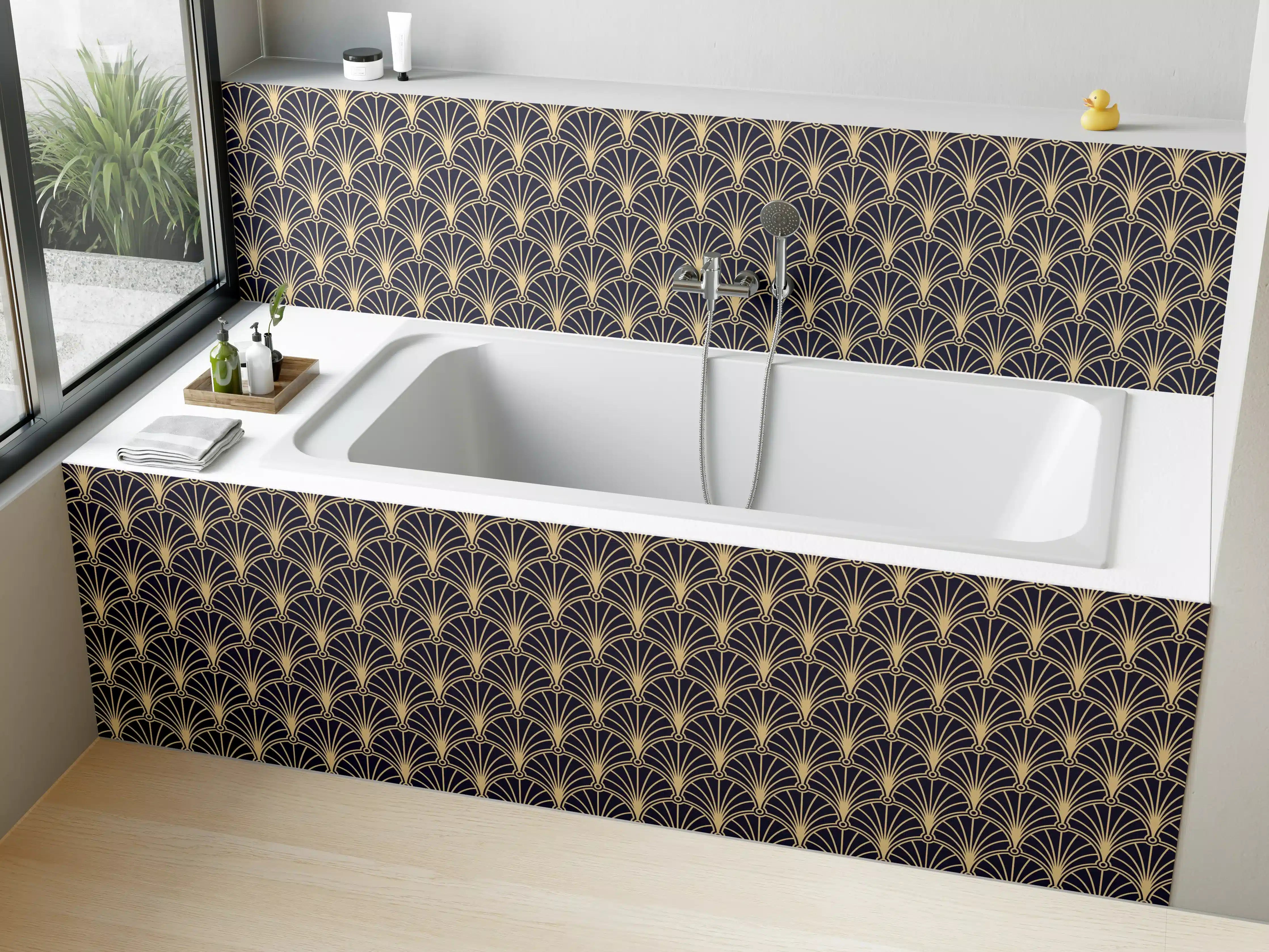 Badewannen-Rückwand - Elegantes anthrazitfarbenes Designer-Muster
