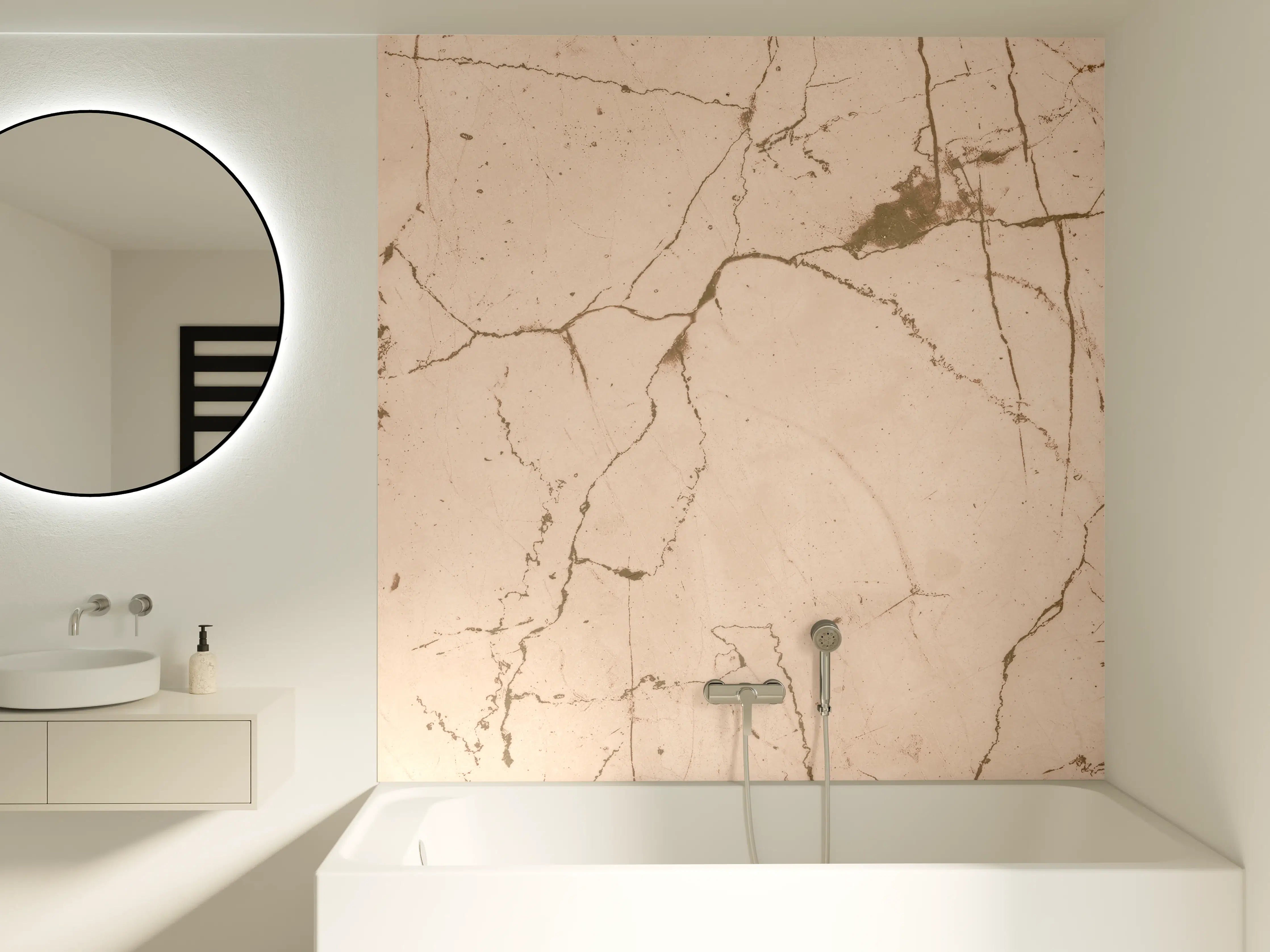 Badewannen-Rückwand - Elfenbeinfarbener OnyxmarmoR