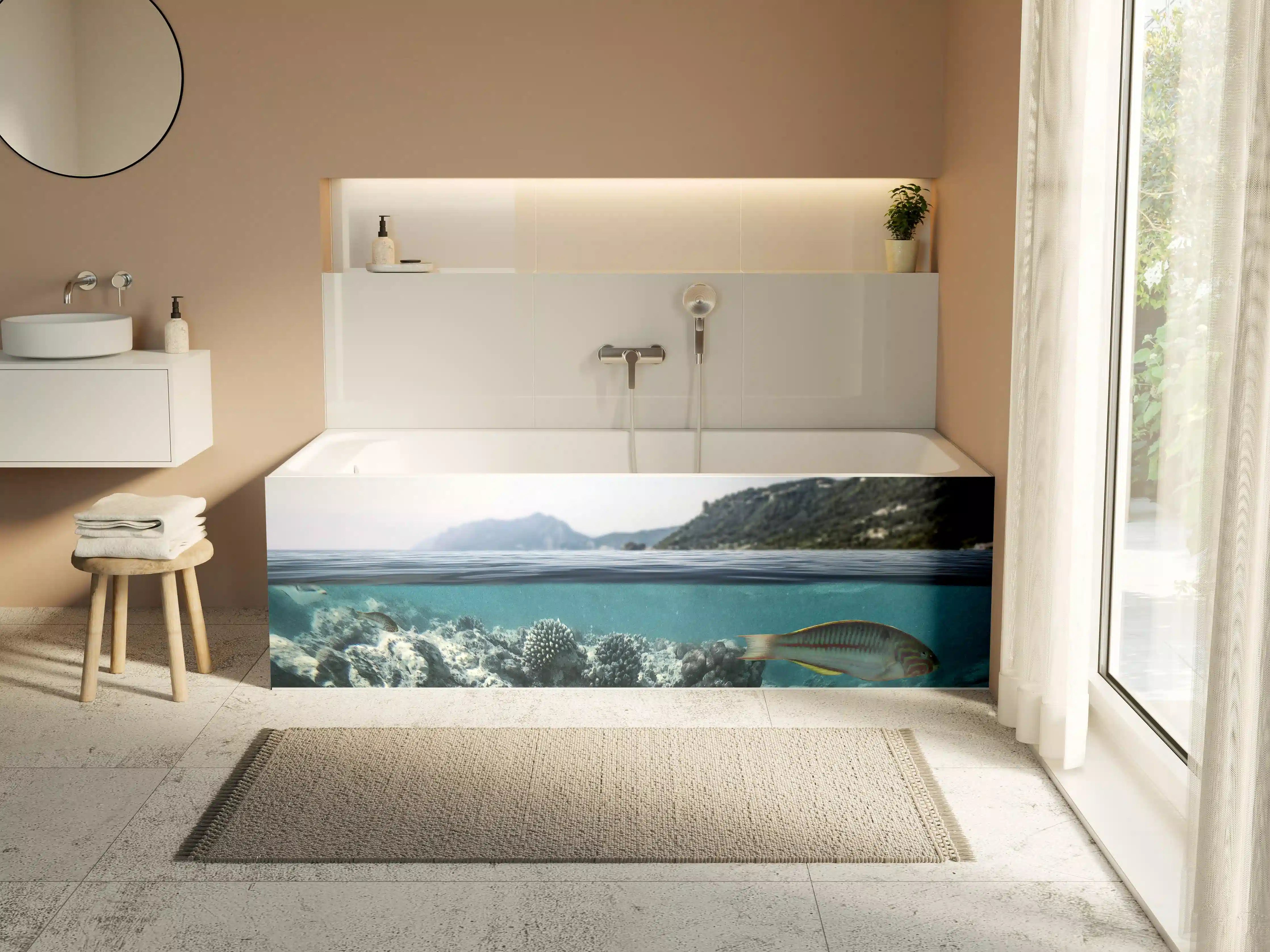 Badewannen-Rückwand - Exotische Fische im Korallenriff