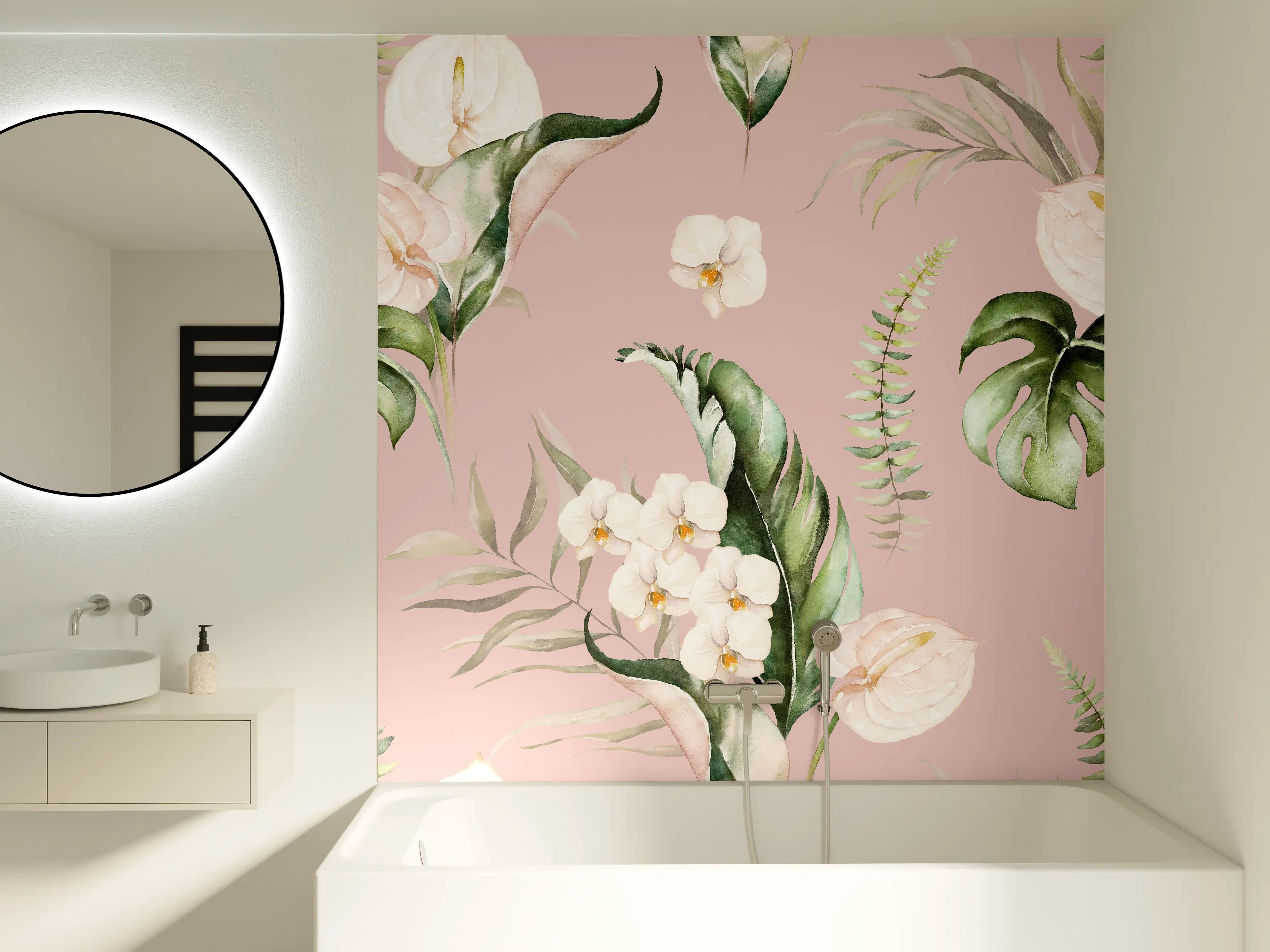 Badewannen-Rückwand - Exotische Pflanzen - Aquarell