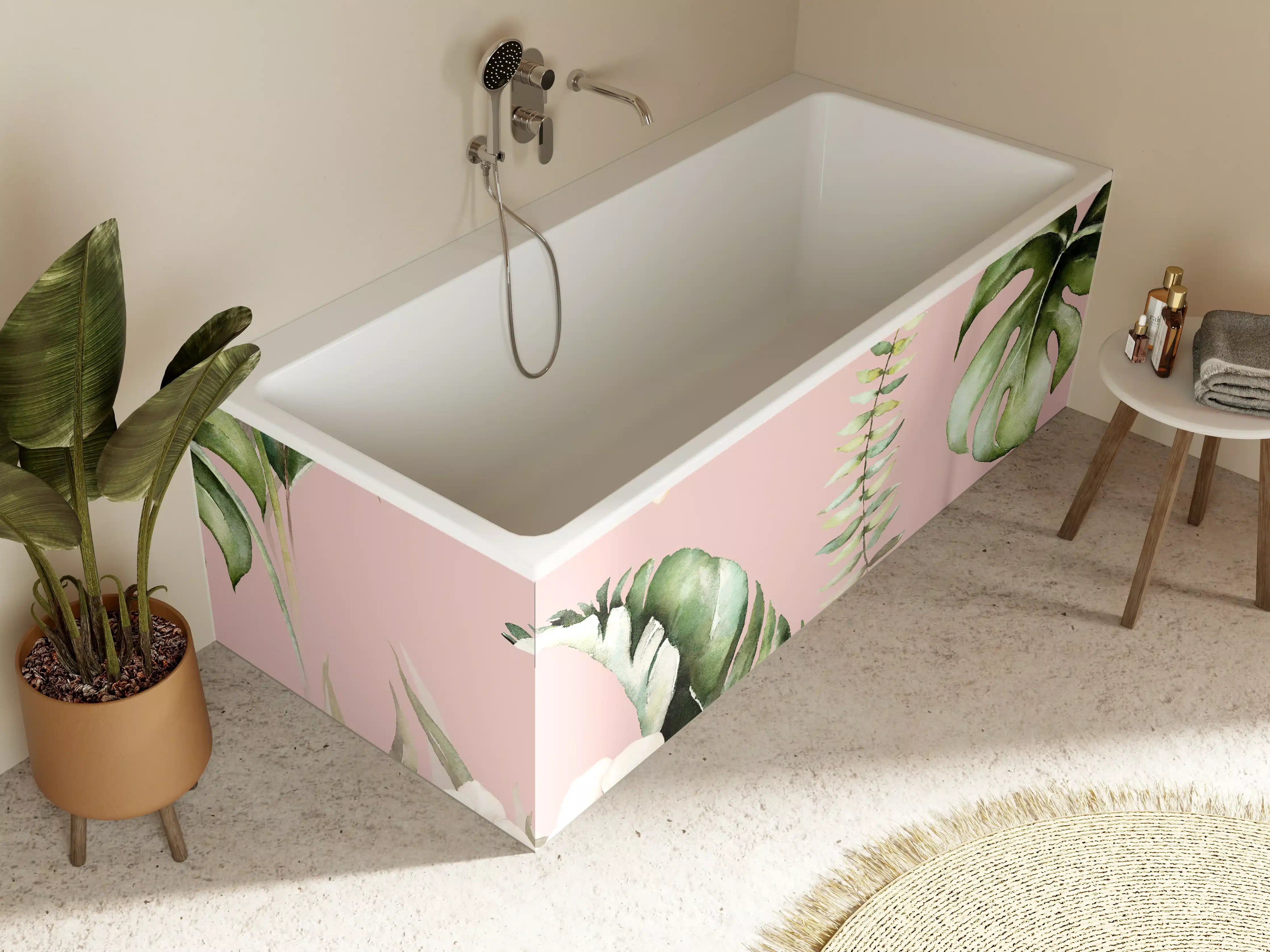 Badewannen-Rückwand - Exotische Pflanzen - Aquarell