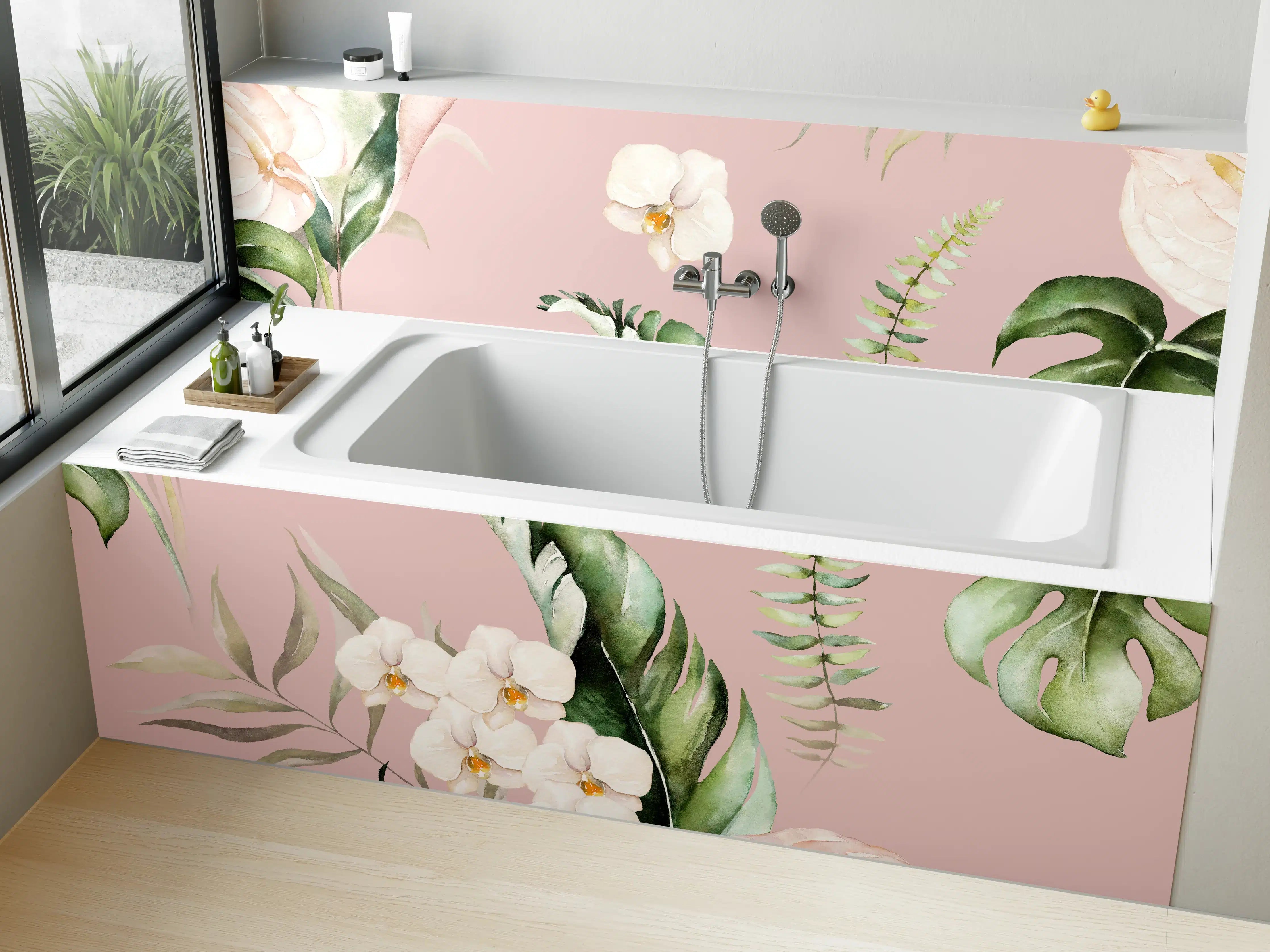 Badewannen-Rückwand - Exotische Pflanzen - Aquarell