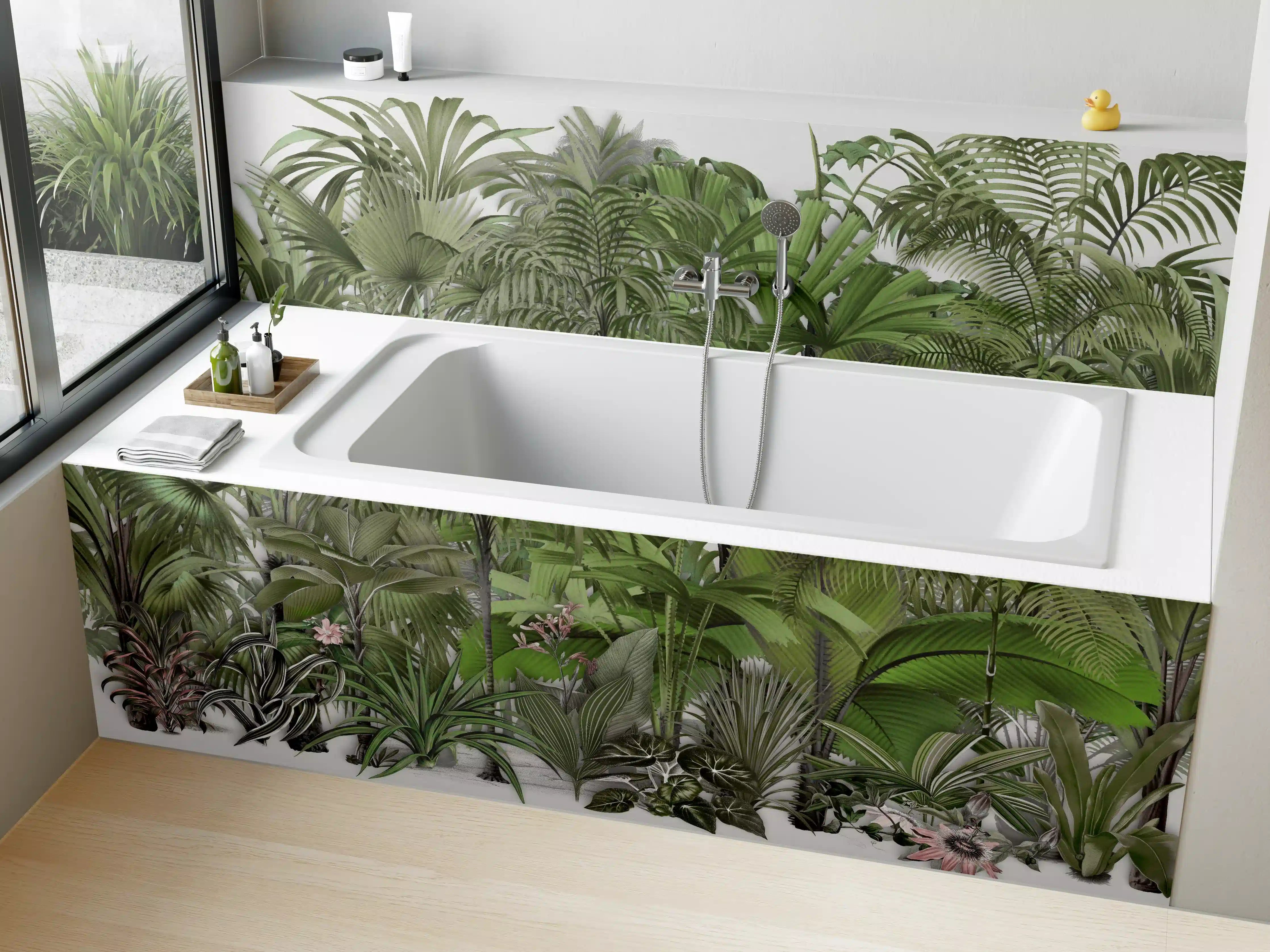 Badewannen-Rückwand - Exotische Sträuche