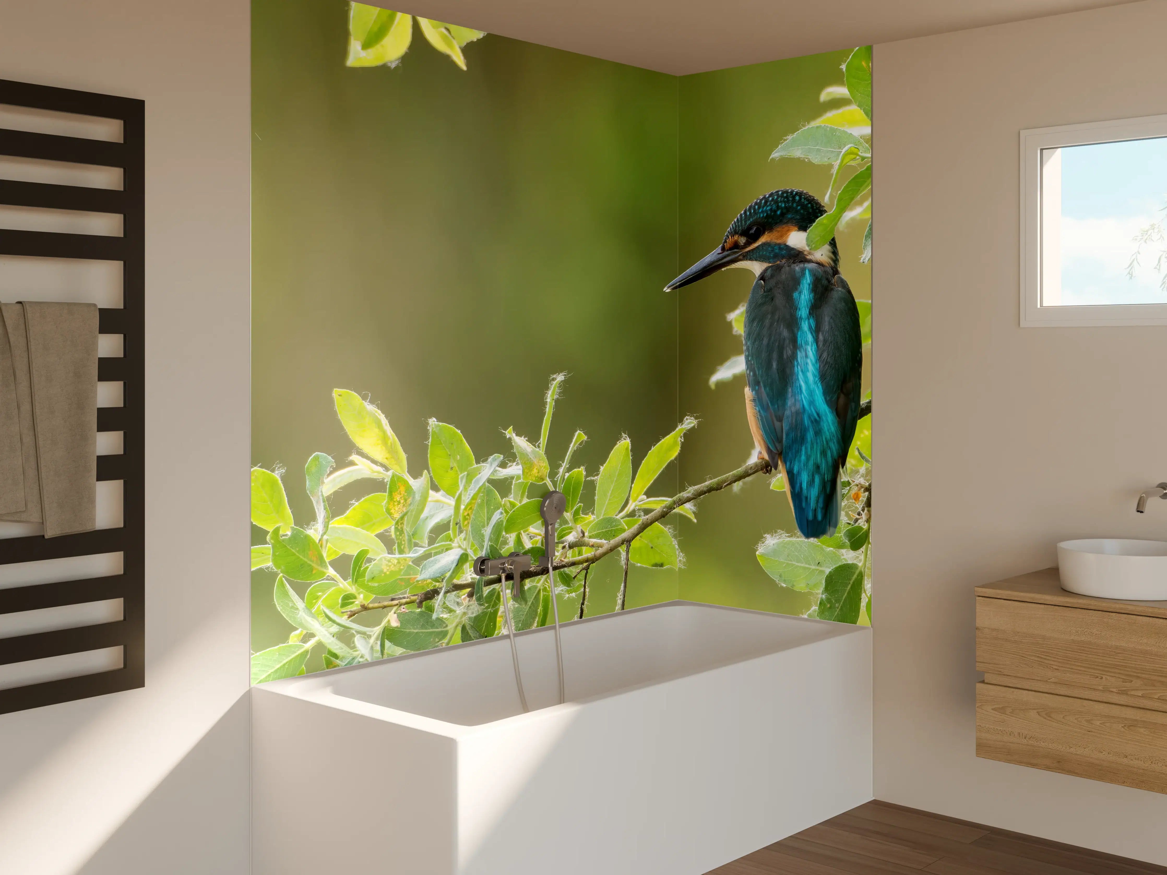 Badewannen-Rückwand - Exotischer friedlicher Eisvogel