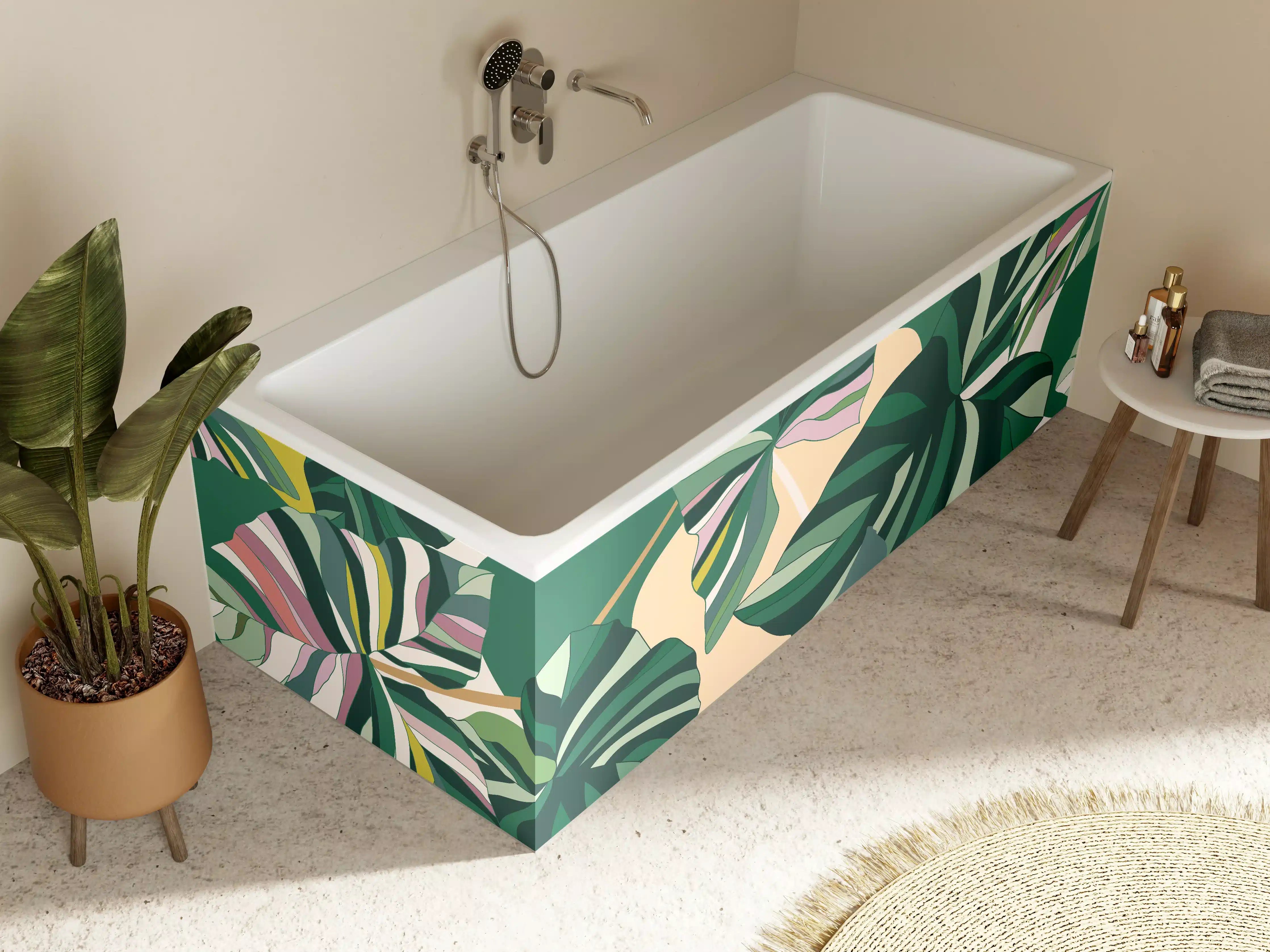 Badewannen-Rückwand - Exotisches Monstera Blattdesign