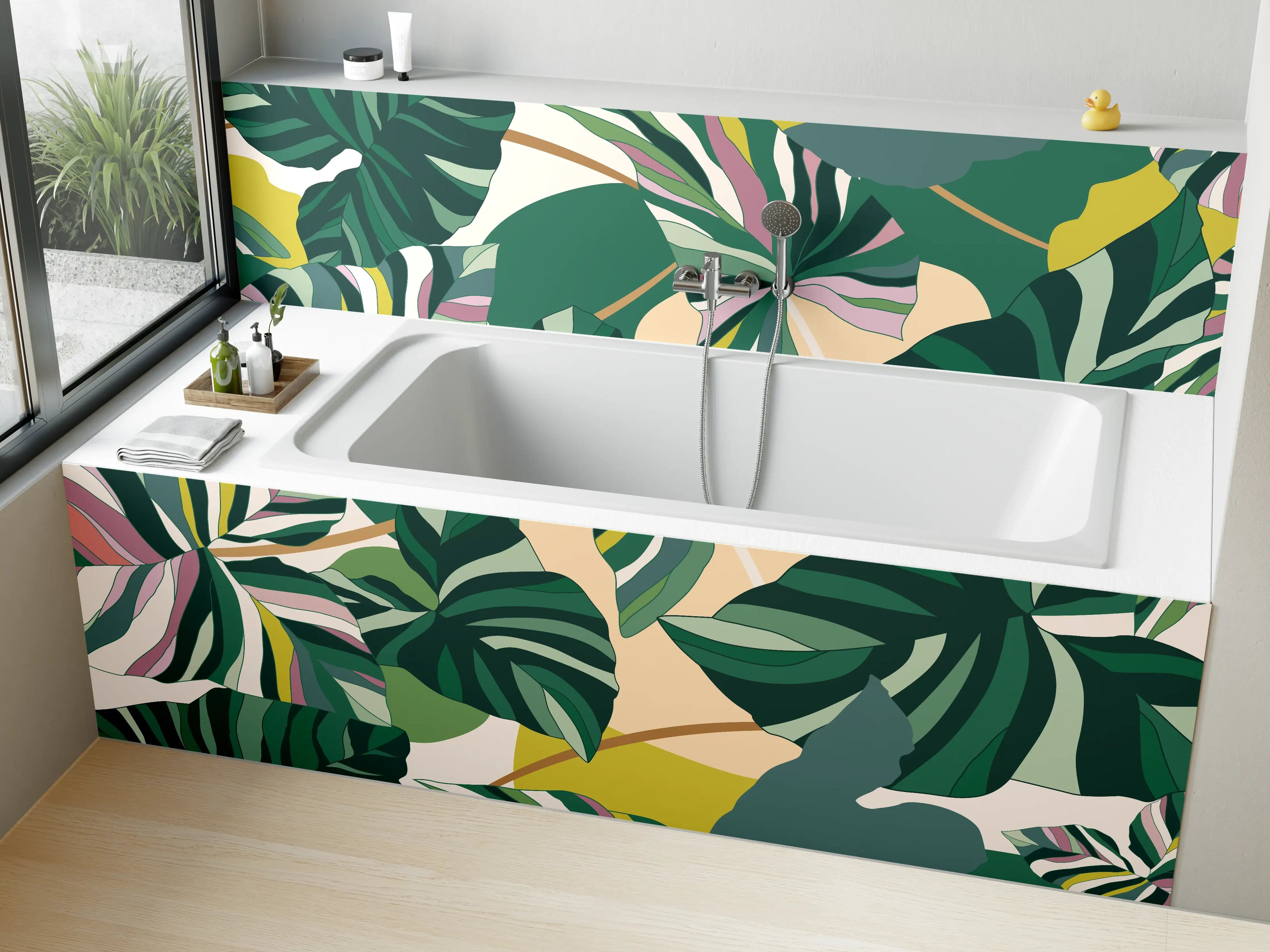 Badewannen-Rückwand - Exotisches Monstera Blattdesign