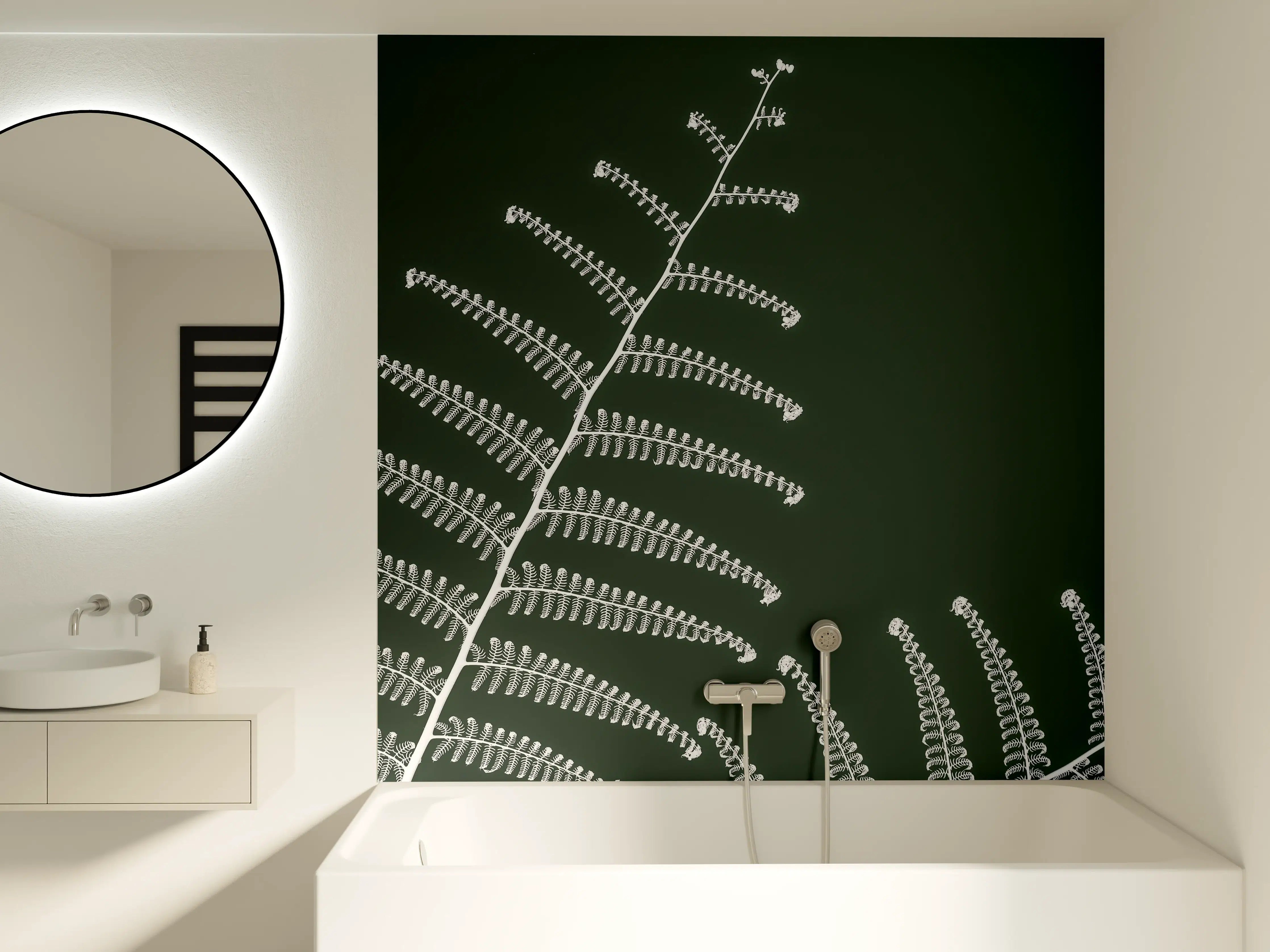 Badewannen-Rückwand - Exotisches Wald-Farn-Motiv