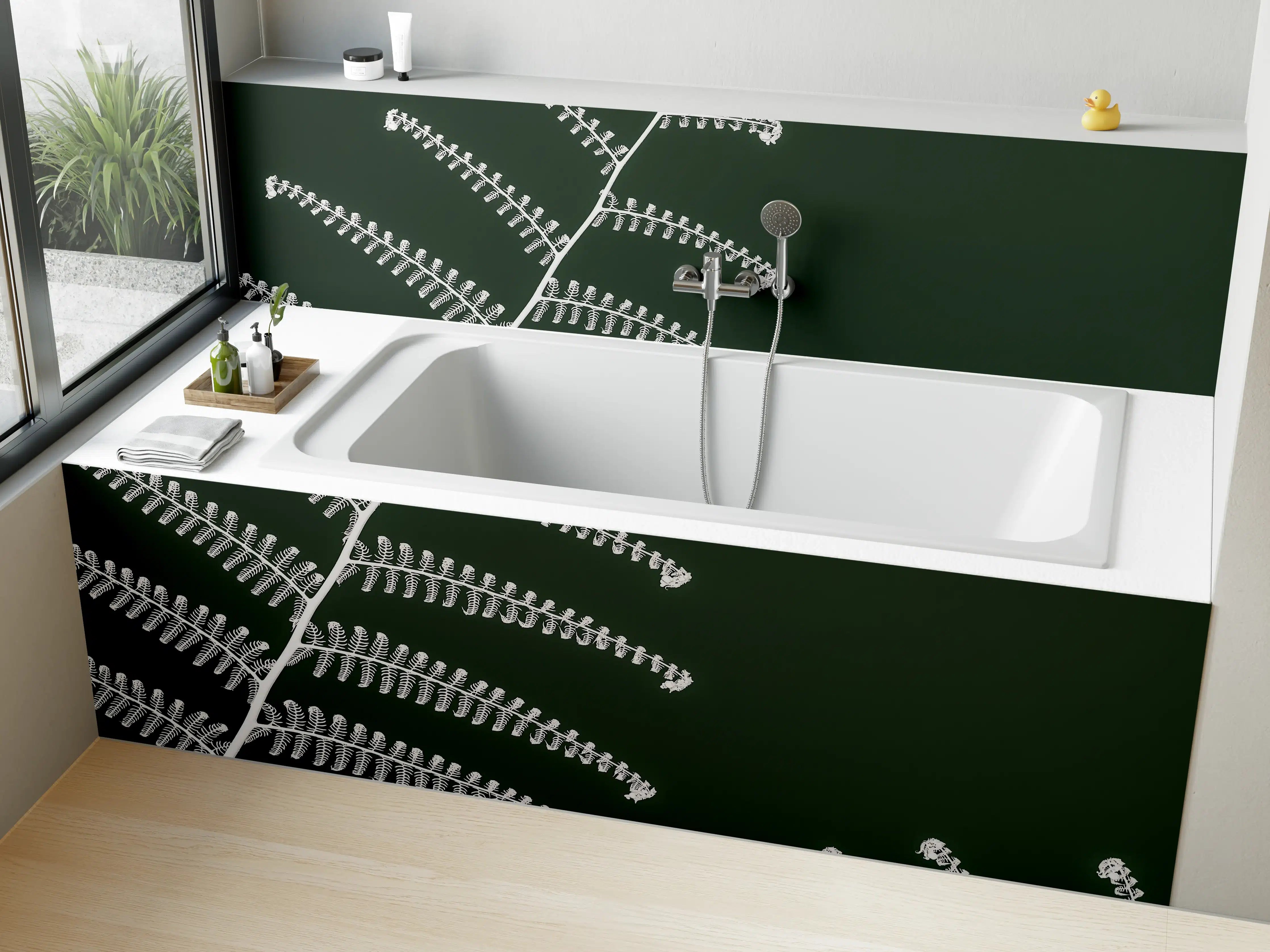 Badewannen-Rückwand - Exotisches Wald-Farn-Motiv