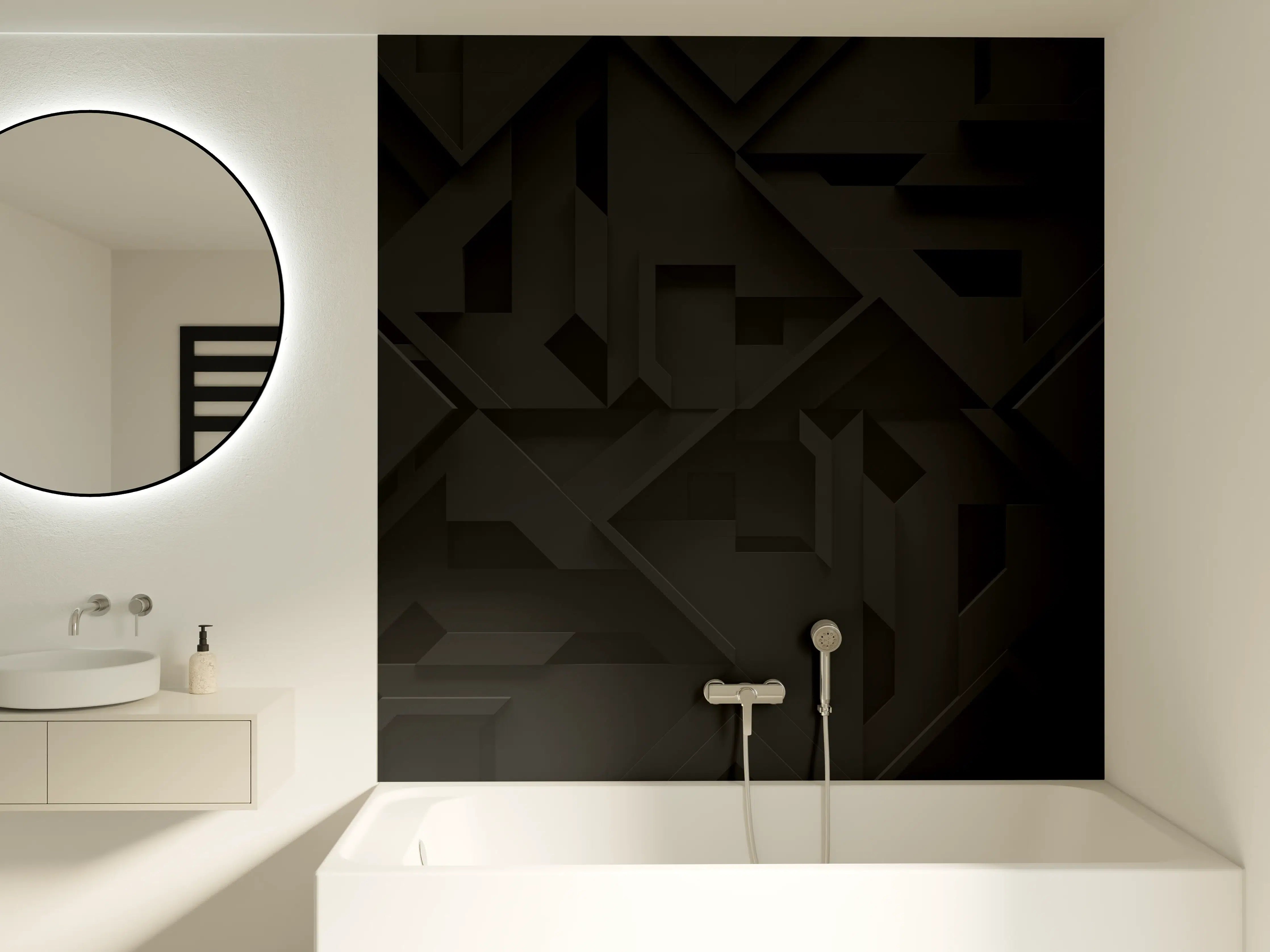 Badewannen-Rückwand - Extra-Dunkler Schwarz 3D Hintergrund