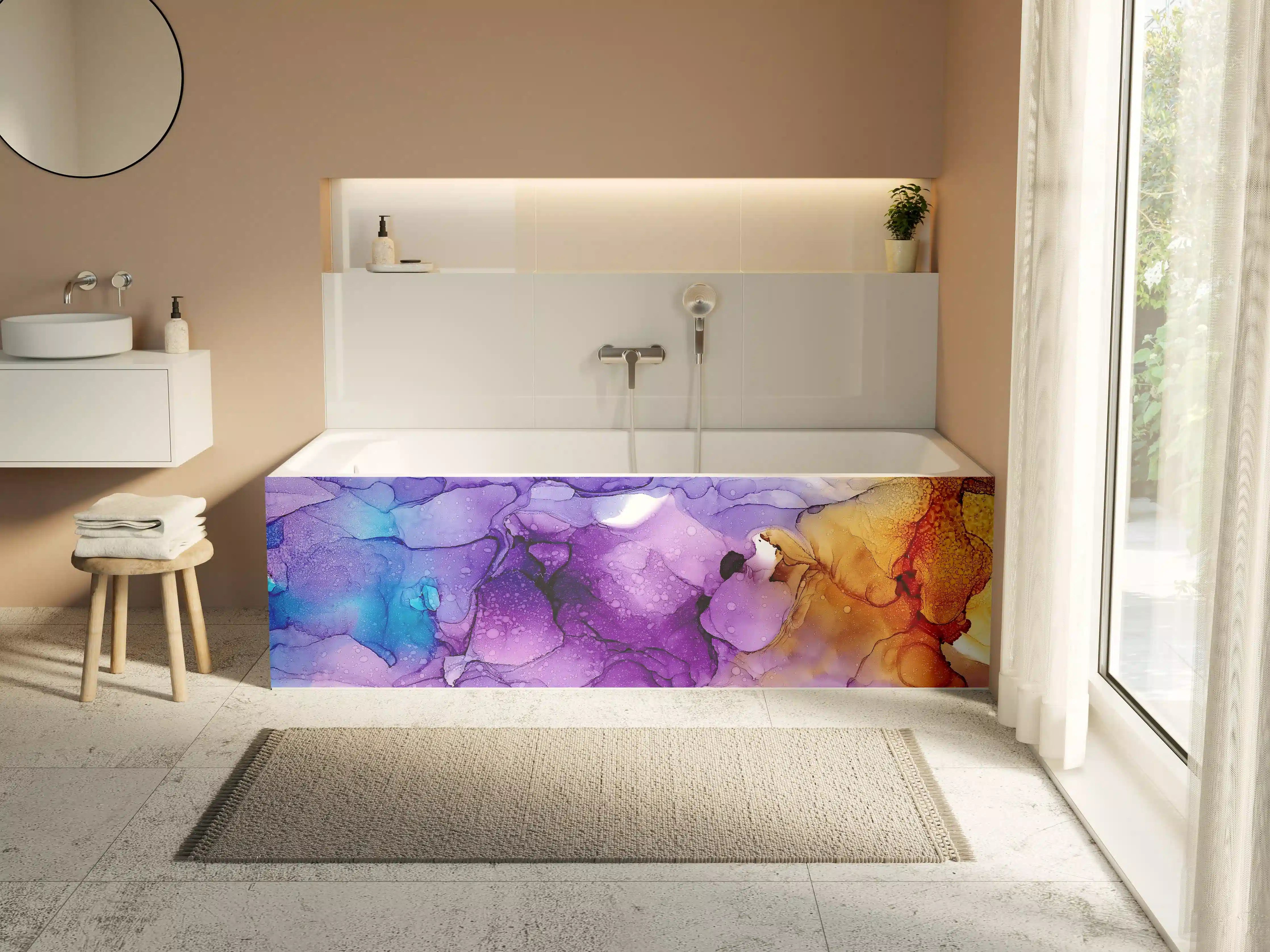 Badewannen-Rückwand - Farbenfrohe Wasserfarben-Textur