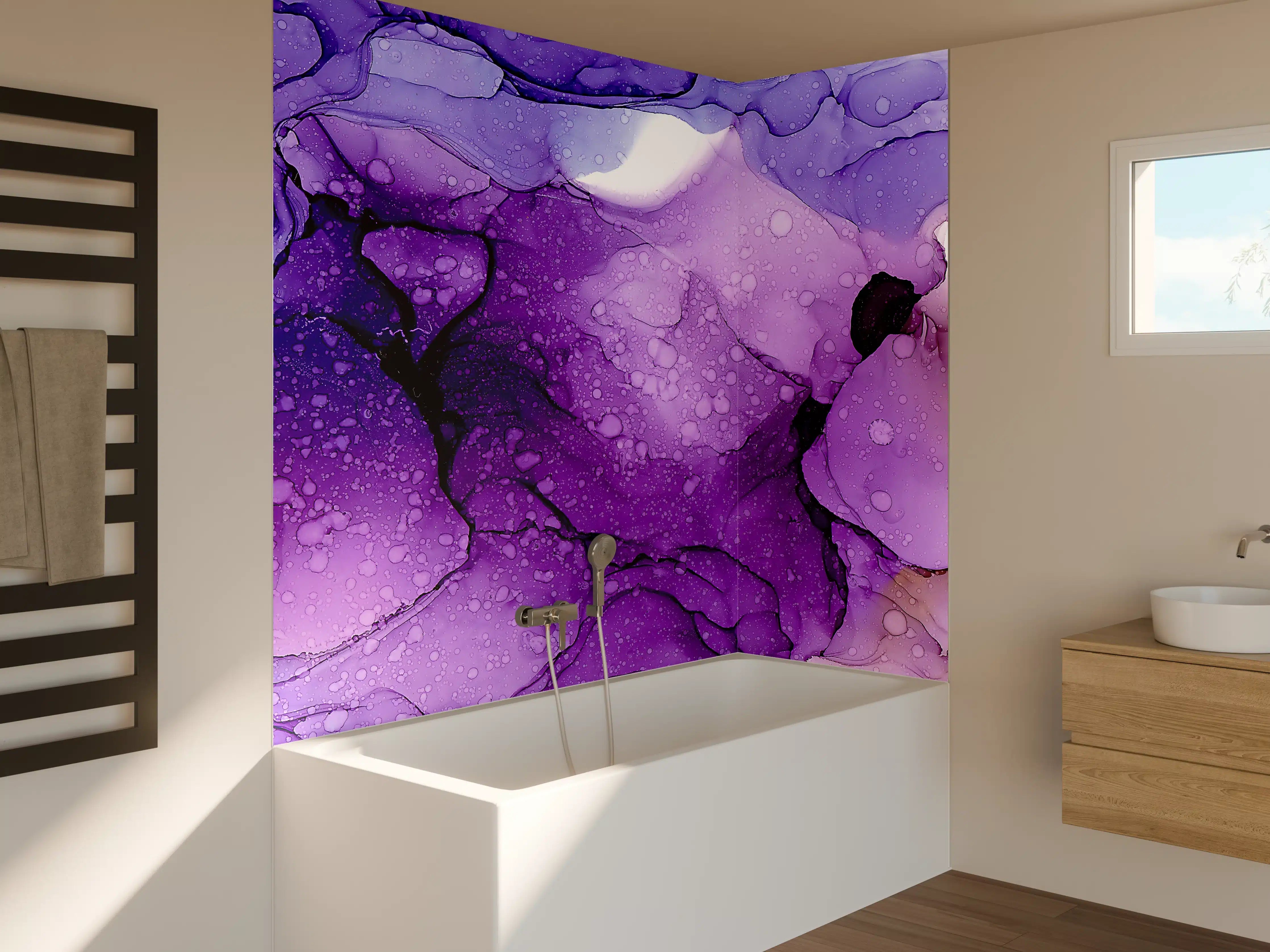 Badewannen-Rückwand - Farbenfrohe Wasserfarben-Textur