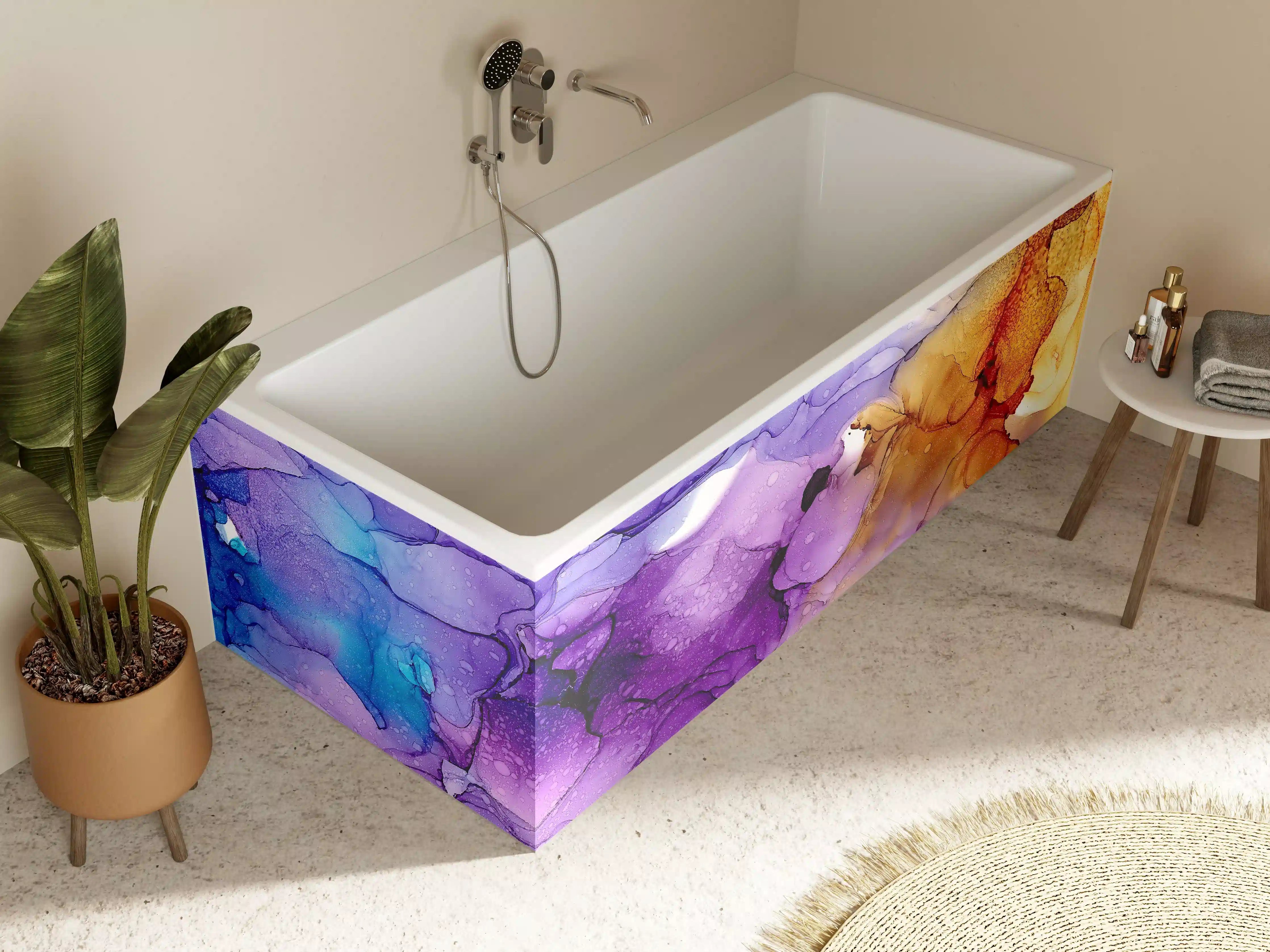 Badewannen-Rückwand - Farbenfrohe Wasserfarben-Textur