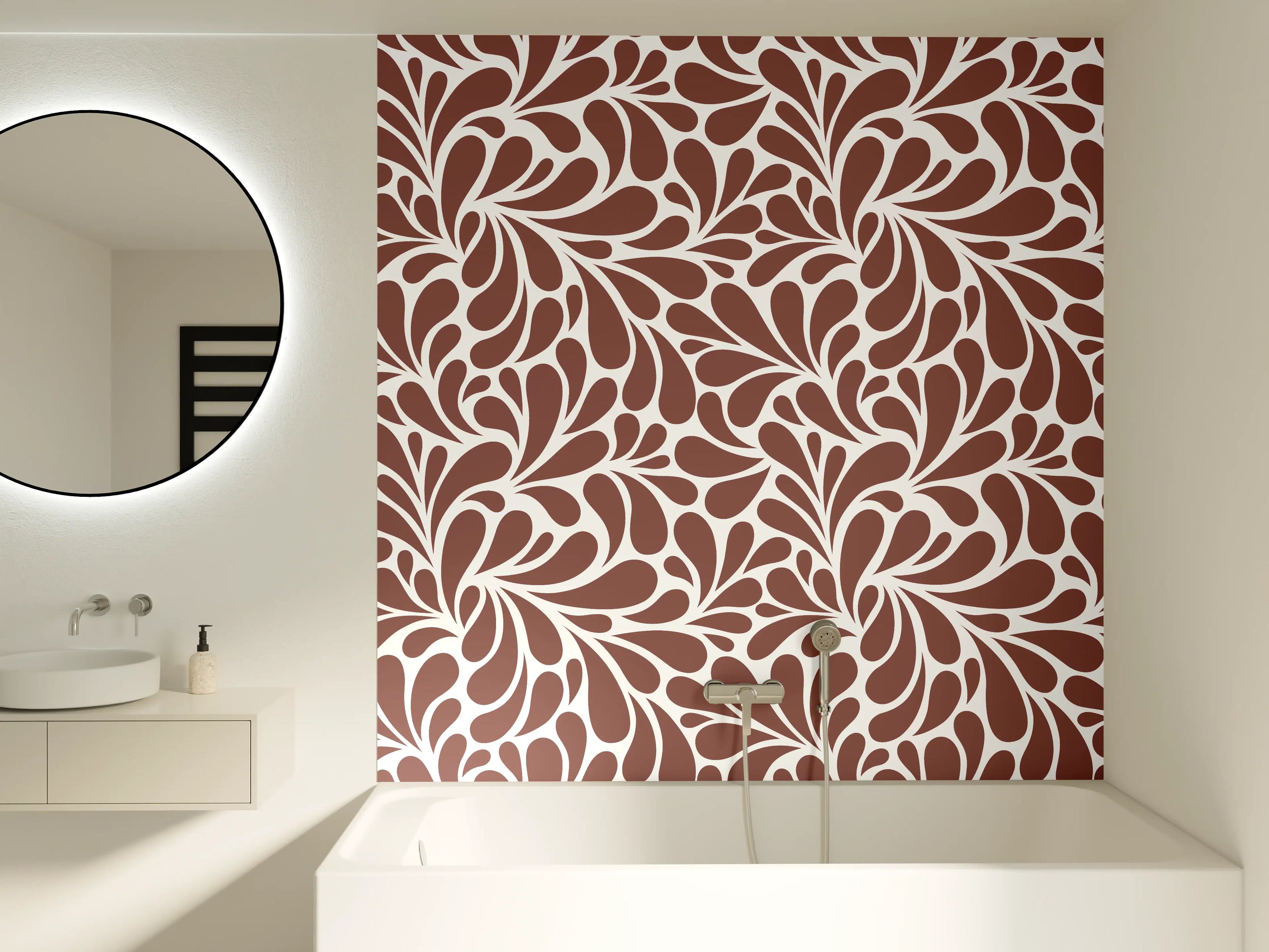 Badewannen-Rückwand - Feine Marmor-Textur in Braun und Weiß