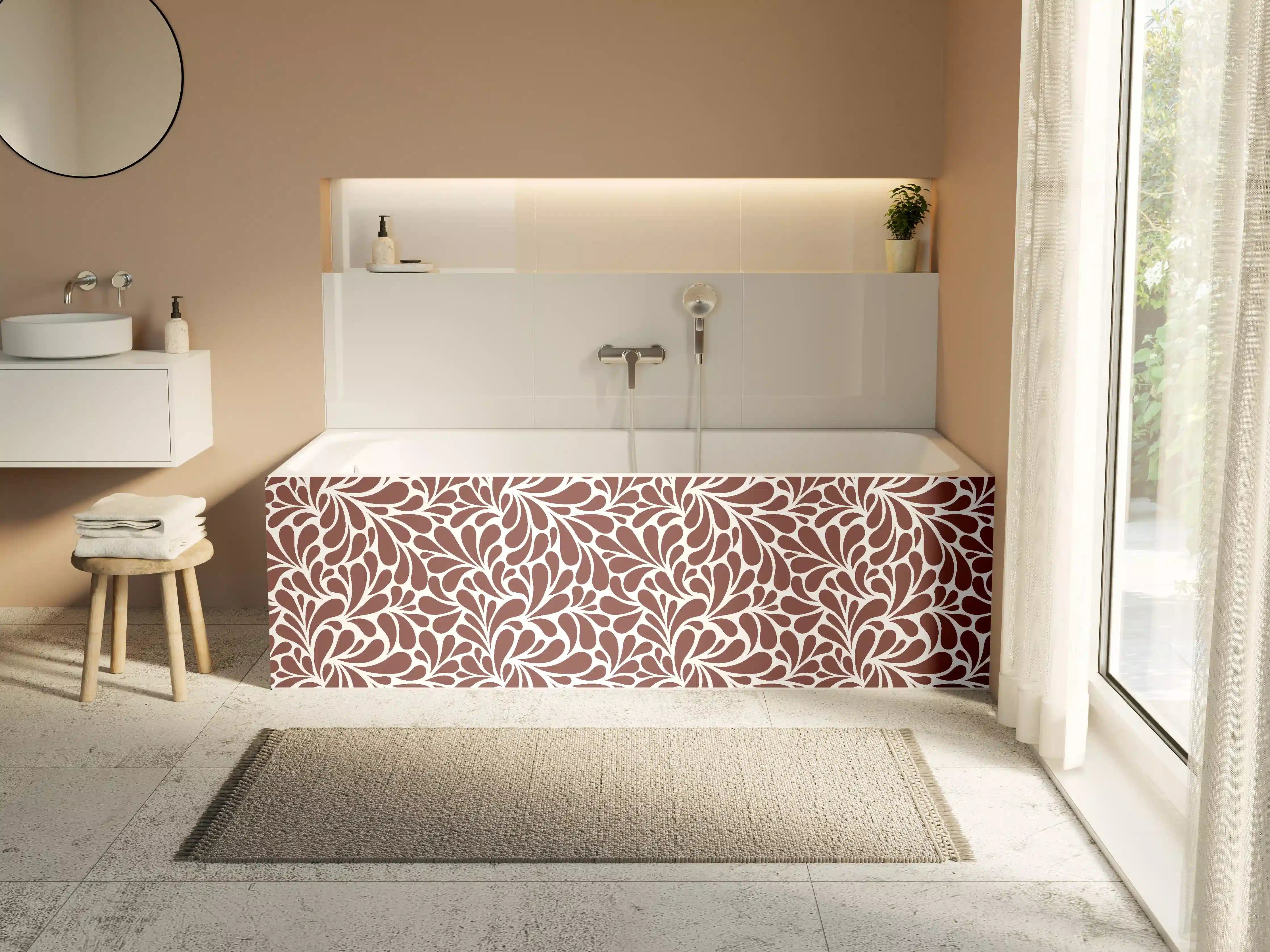 Badewannen-Rückwand - Feine Marmor-Textur in Braun und Weiß