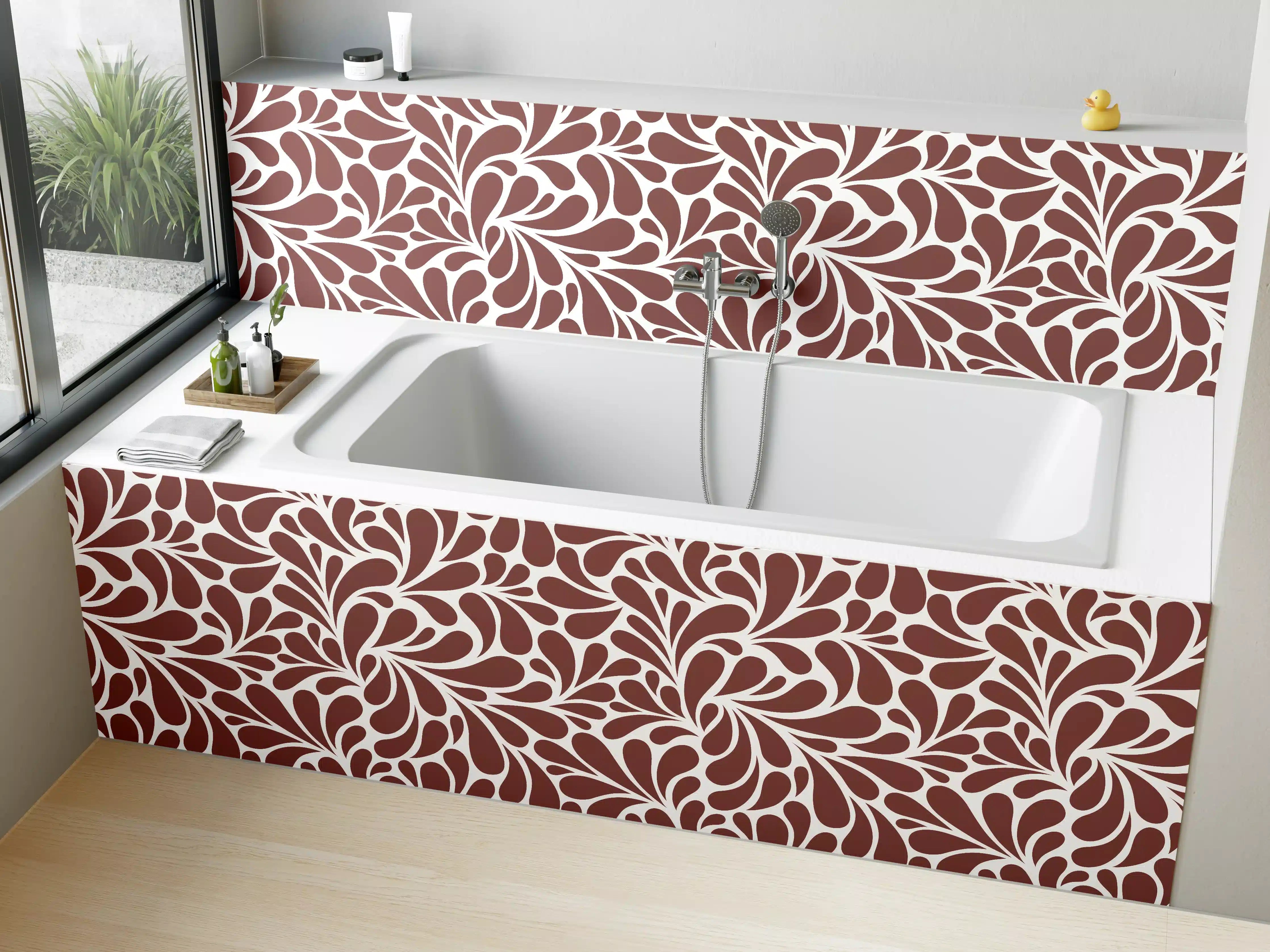 Badewannen-Rückwand - Feine Marmor-Textur in Braun und Weiß