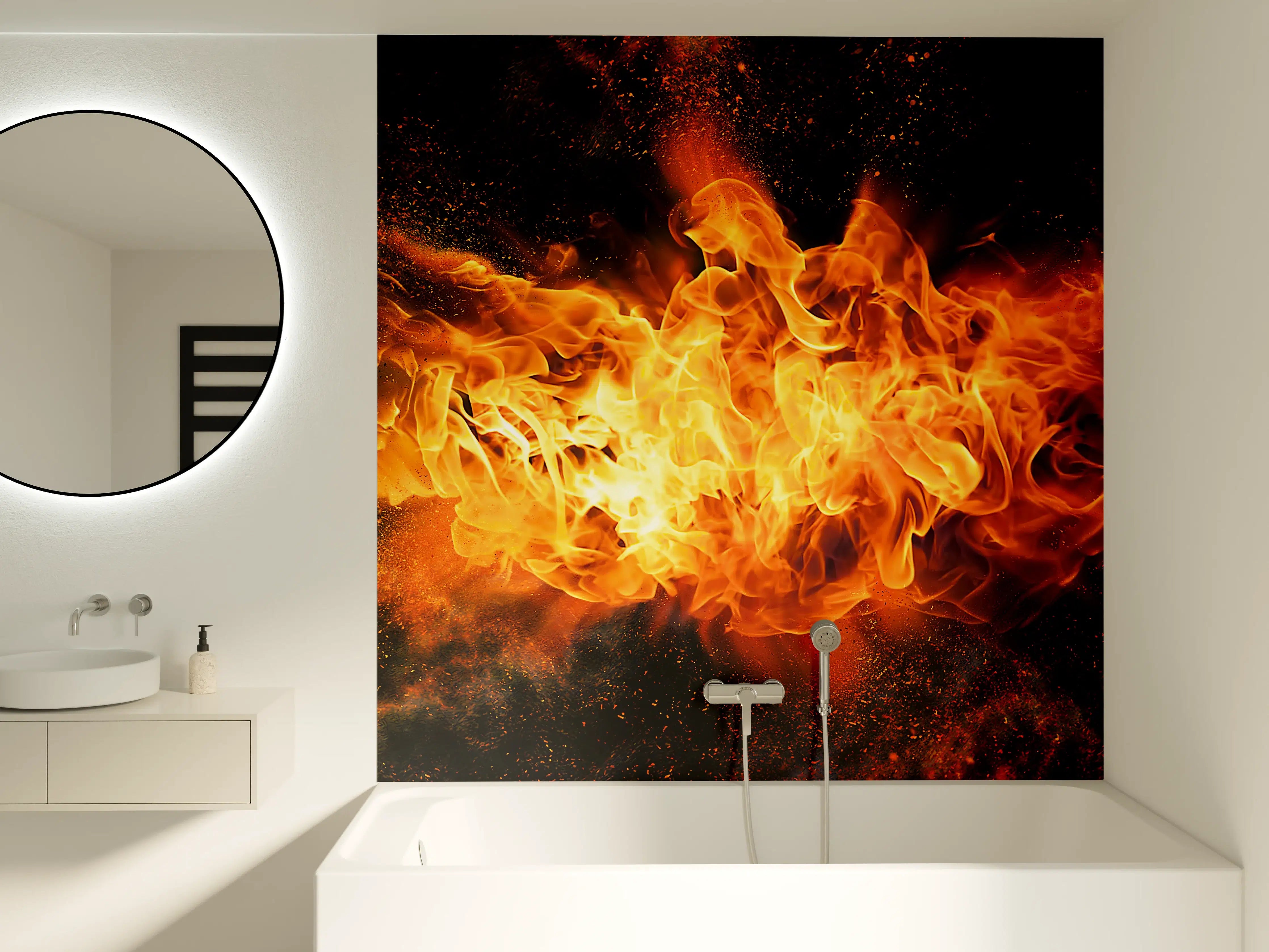 Badewannen-Rückwand - Feurige Flammen-Explosion