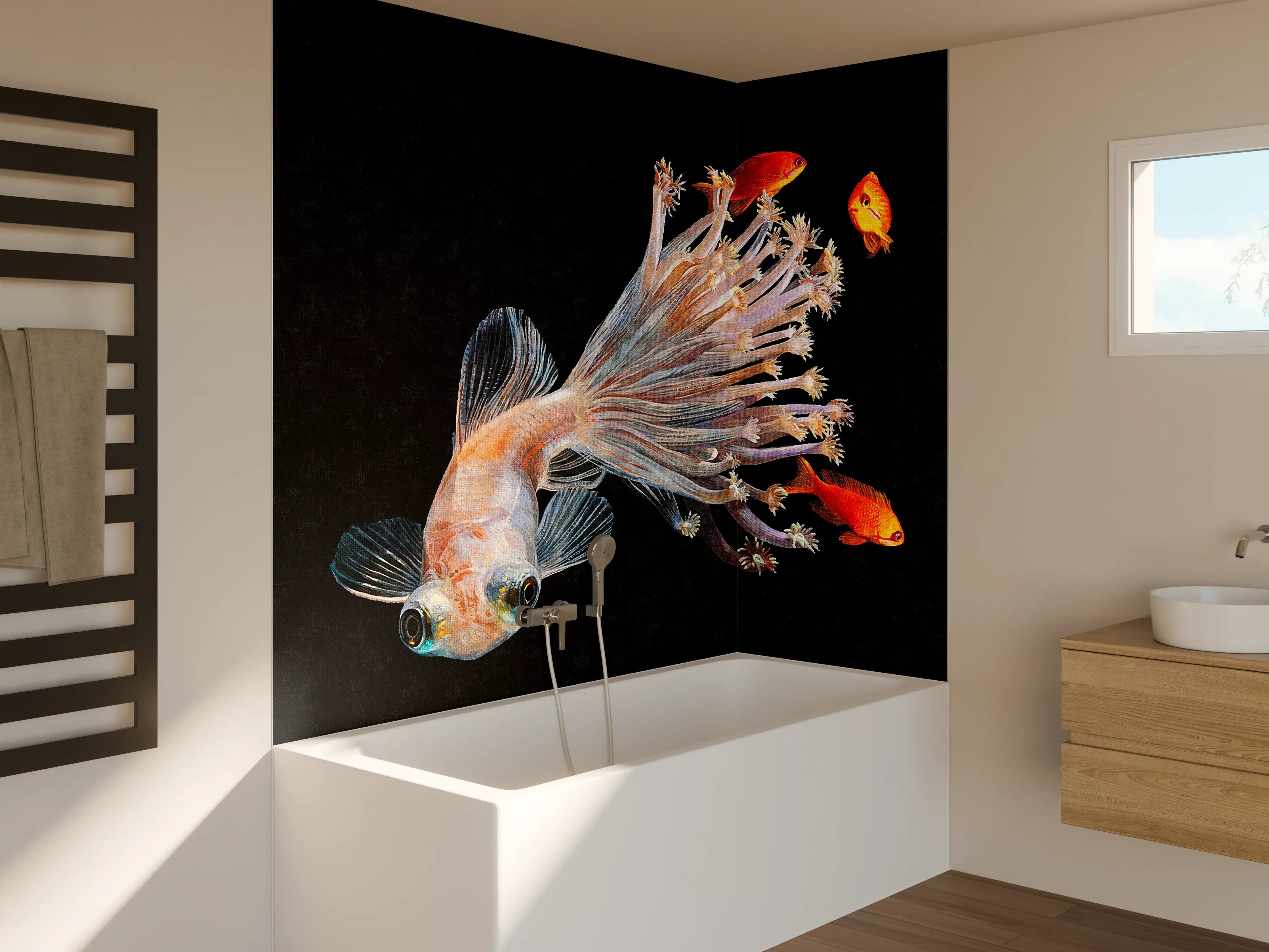 Badewannen-Rückwand - Fisch verschmolzen mit Korallen