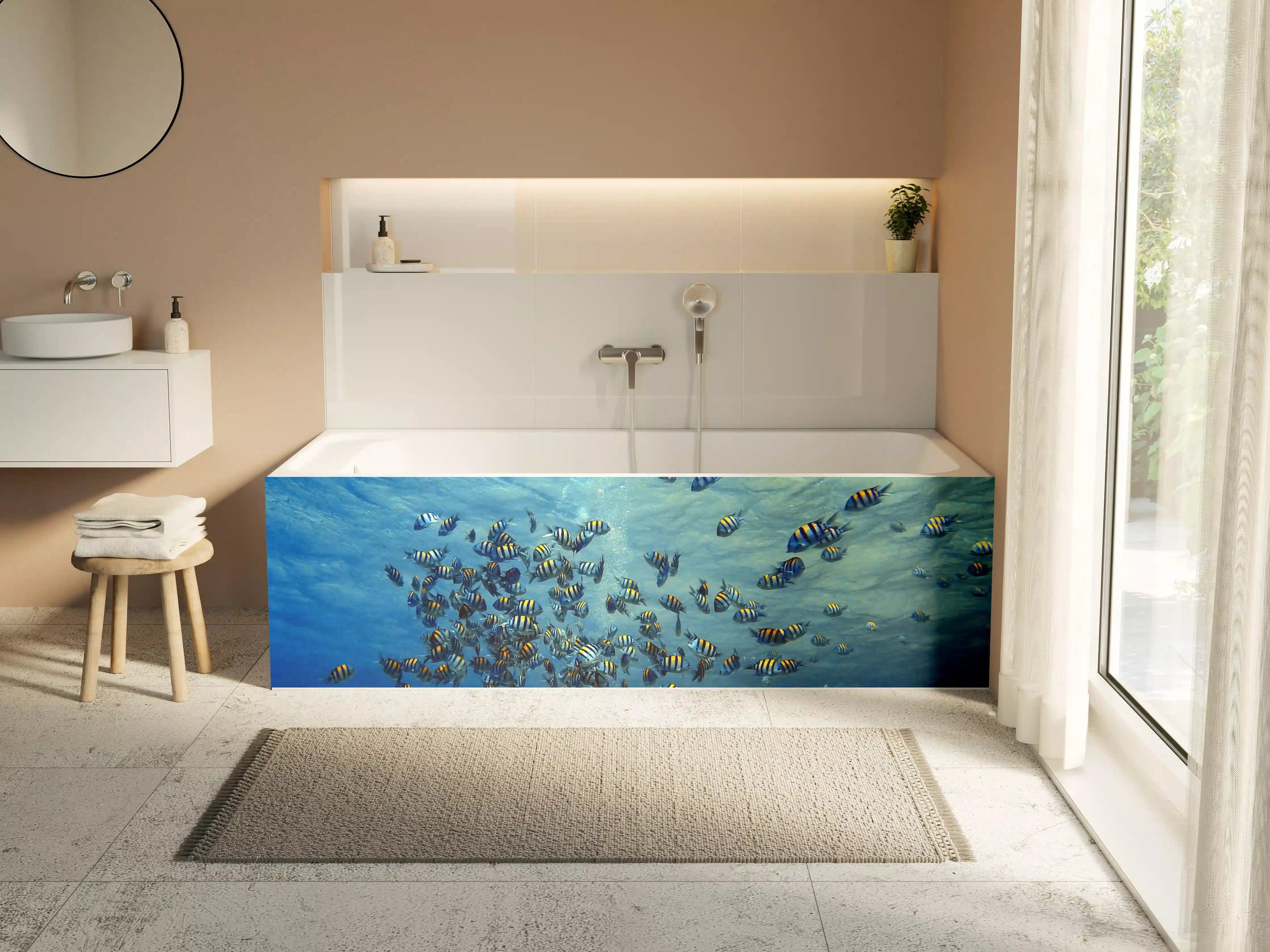 Badewannen-Rückwand - Fische im klarem Meer