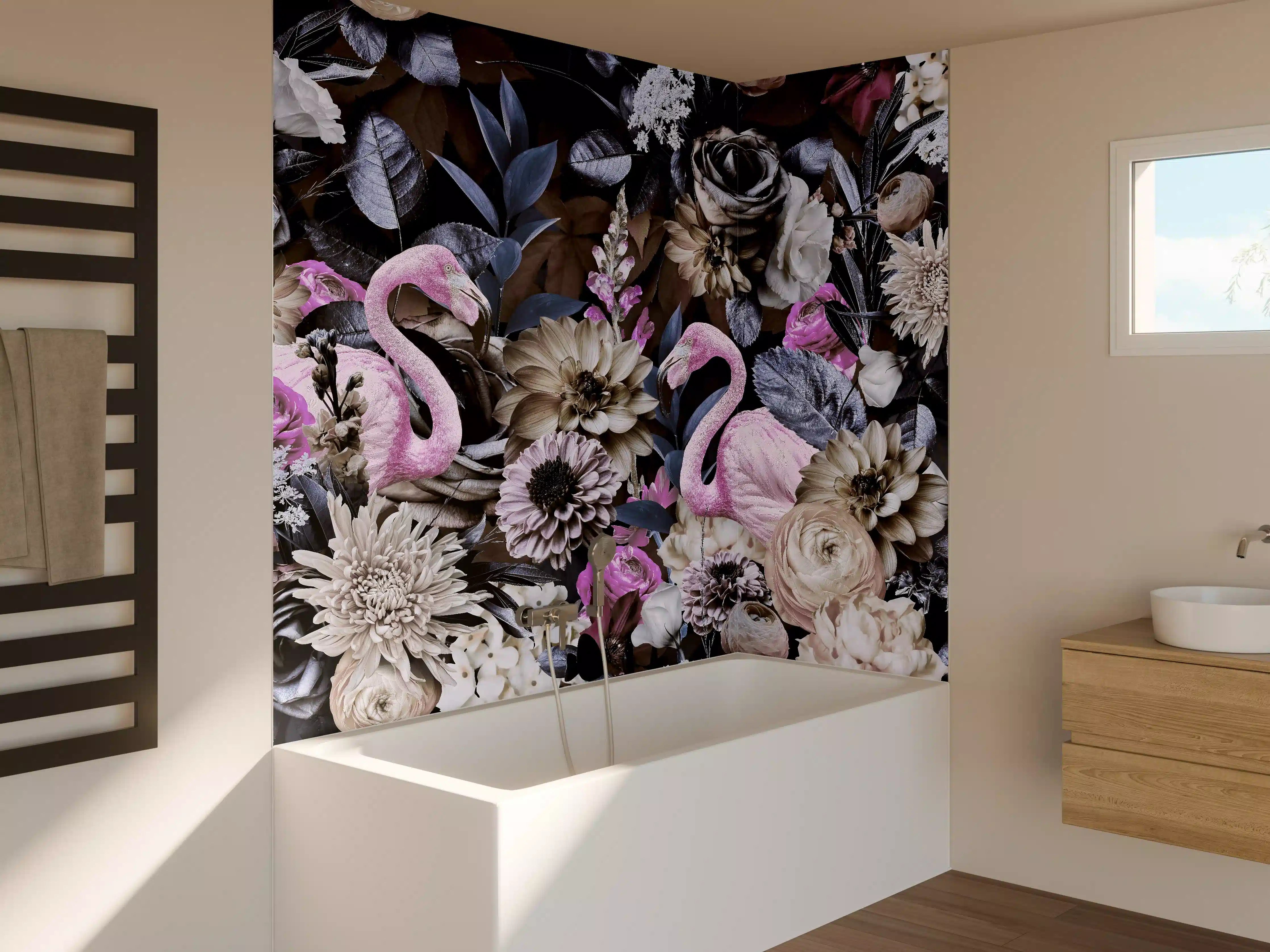 Badewannen-Rückwand - Flamingo Garden - Floral