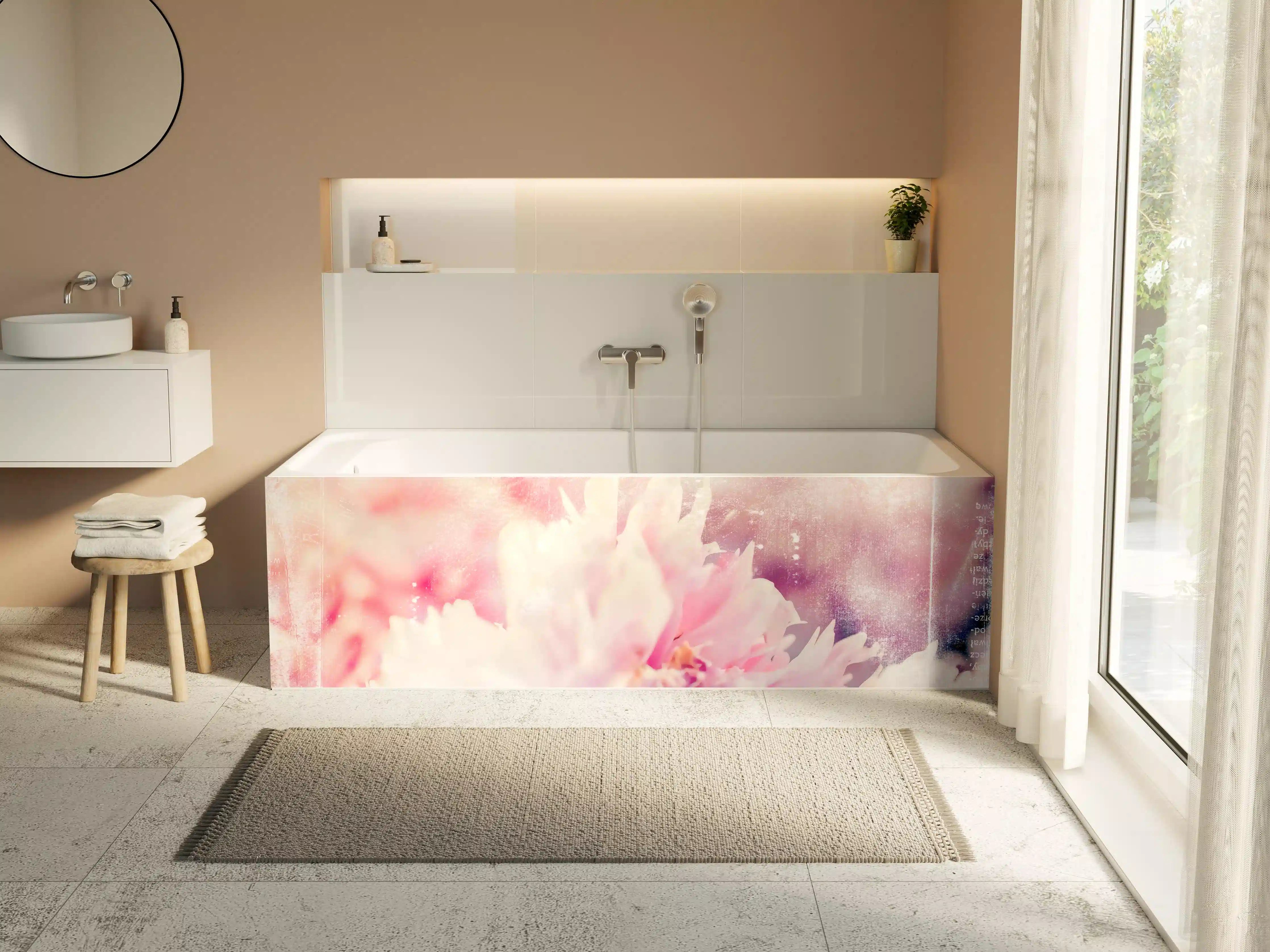 Badewannen-Rückwand - Florale Darstellung