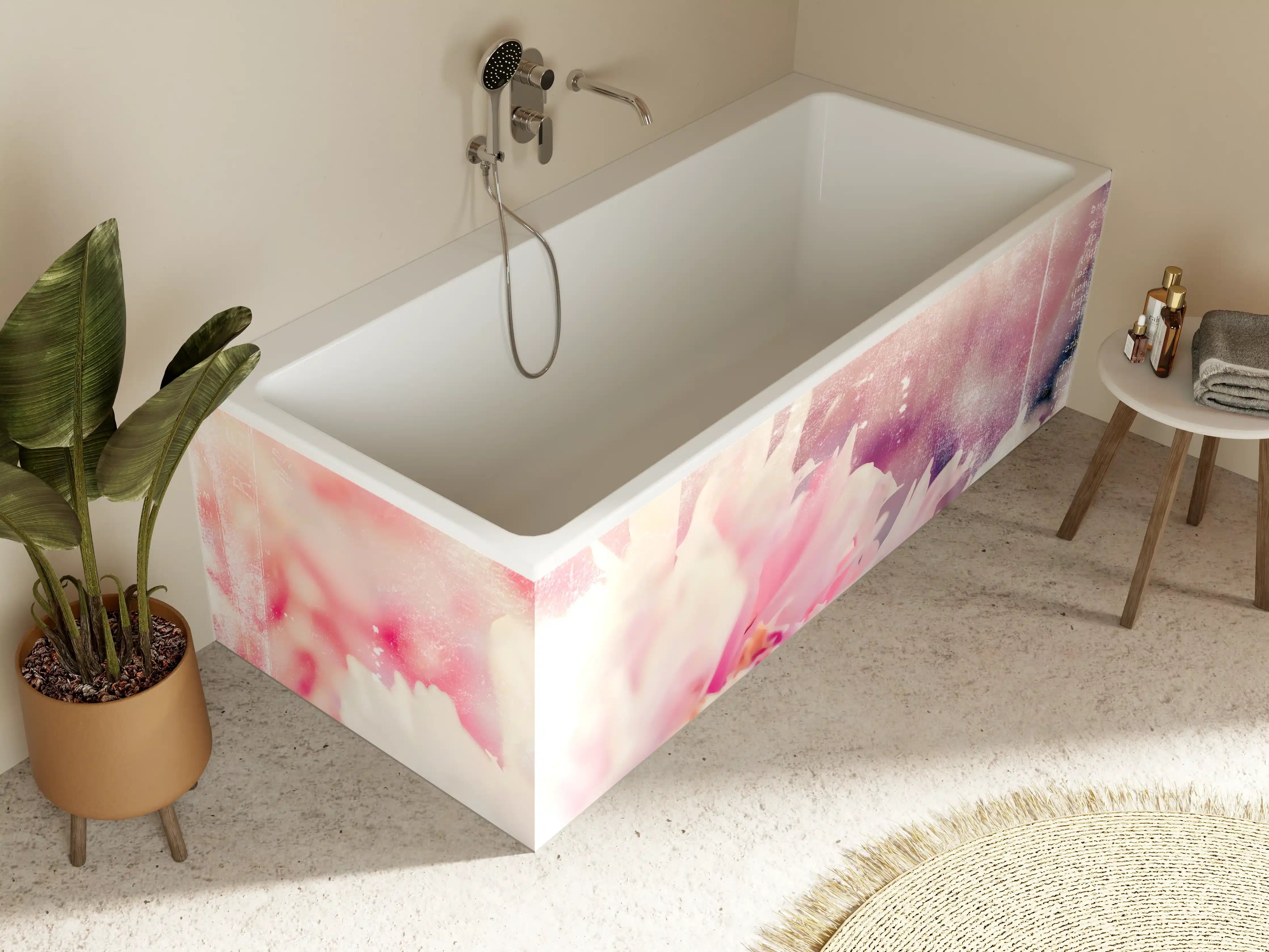 Badewannen-Rückwand - Florale Darstellung