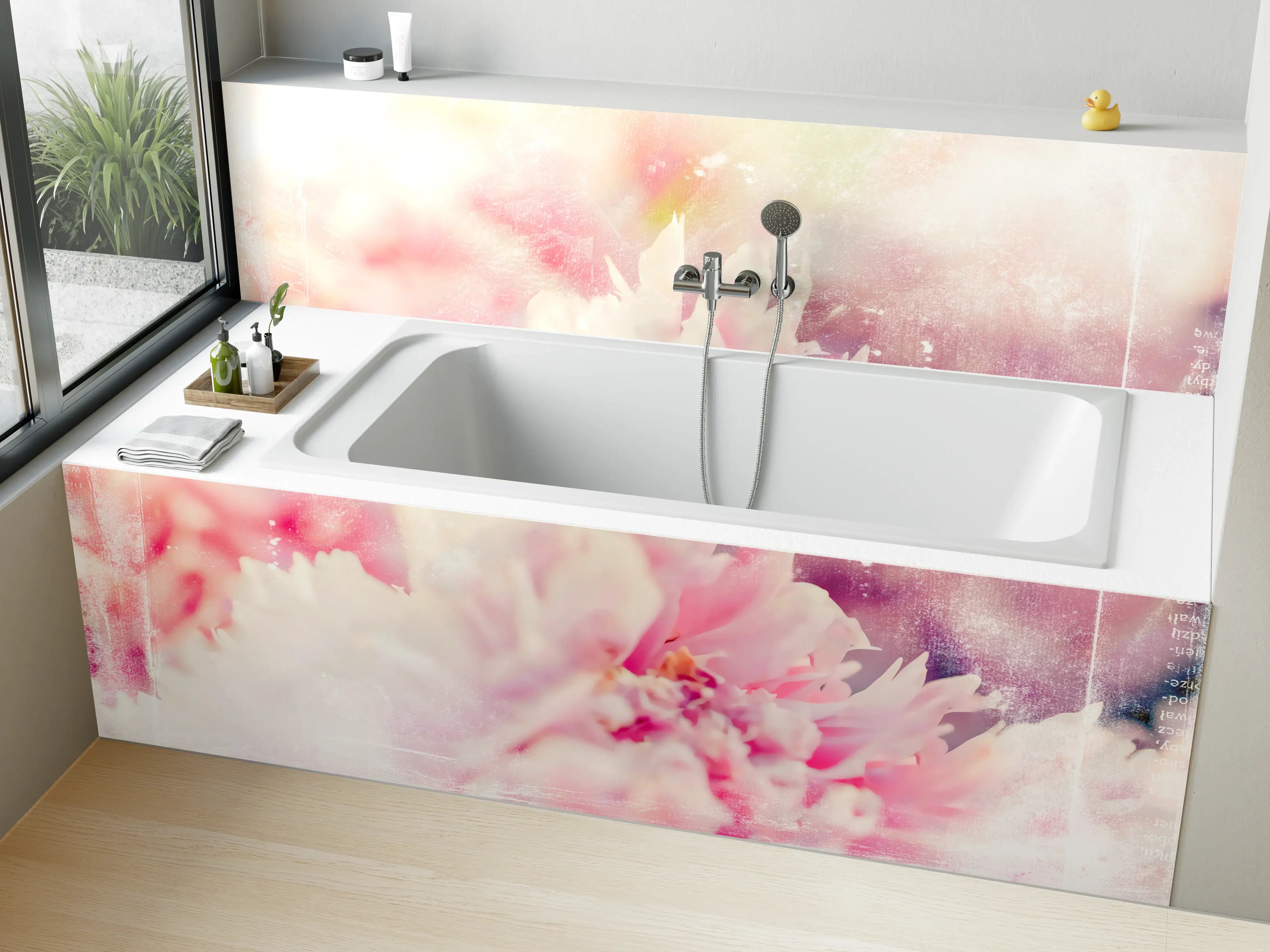 Badewannen-Rückwand - Florale Darstellung