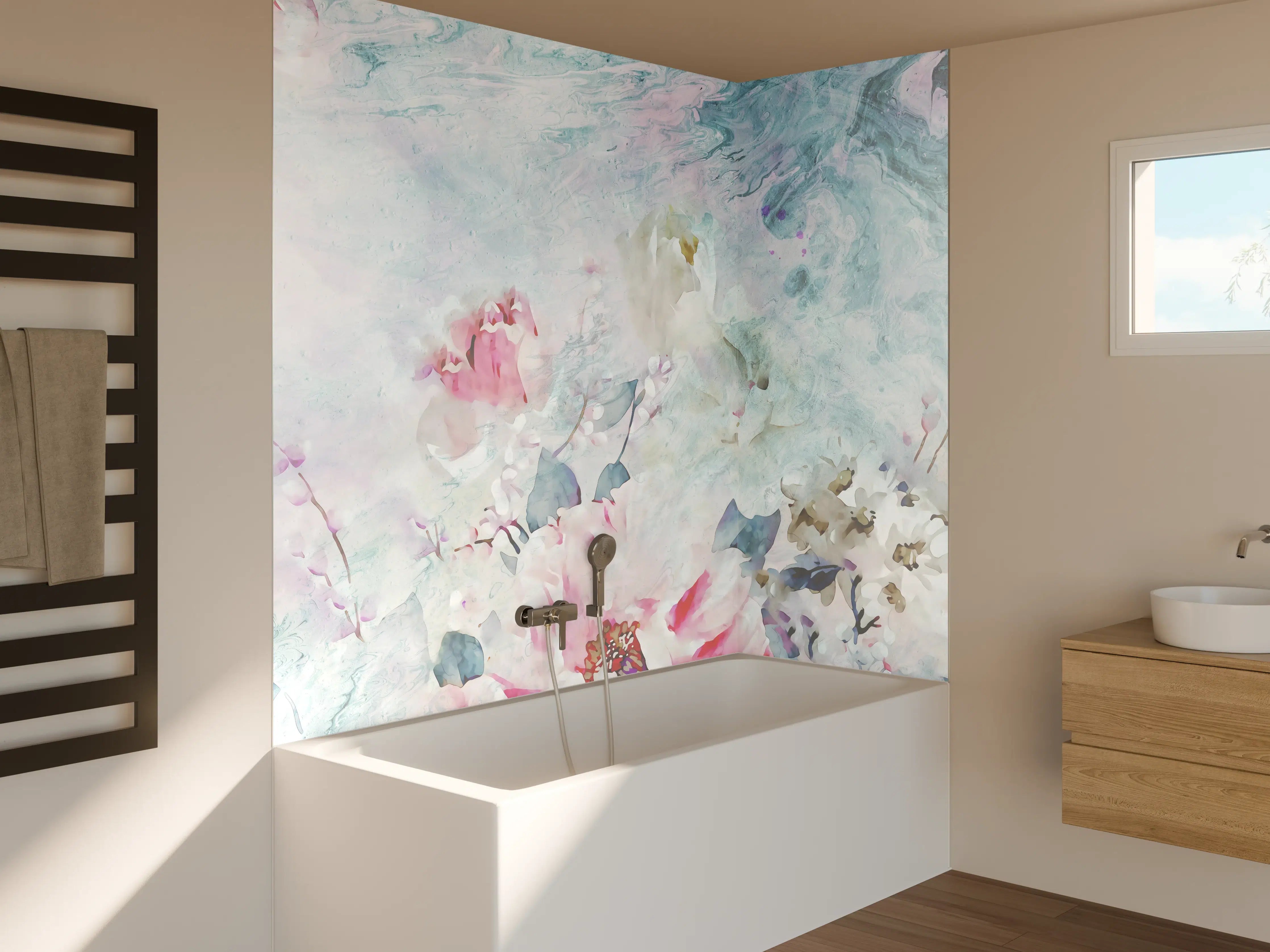 Badewannen-Rückwand - Florale Kunst - Blumen Portrait