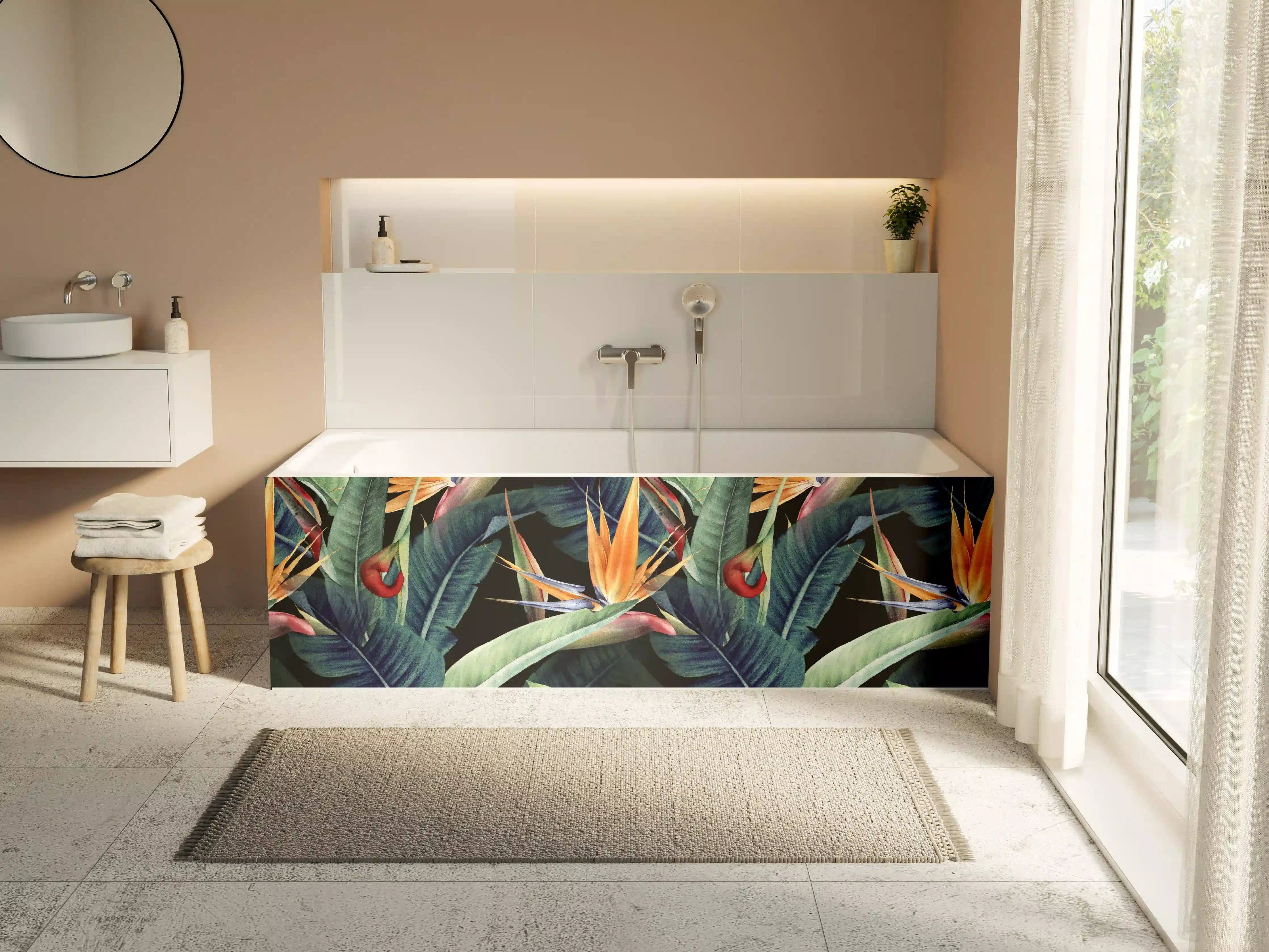 Badewannen-Rückwand - Florales Blätter Muster