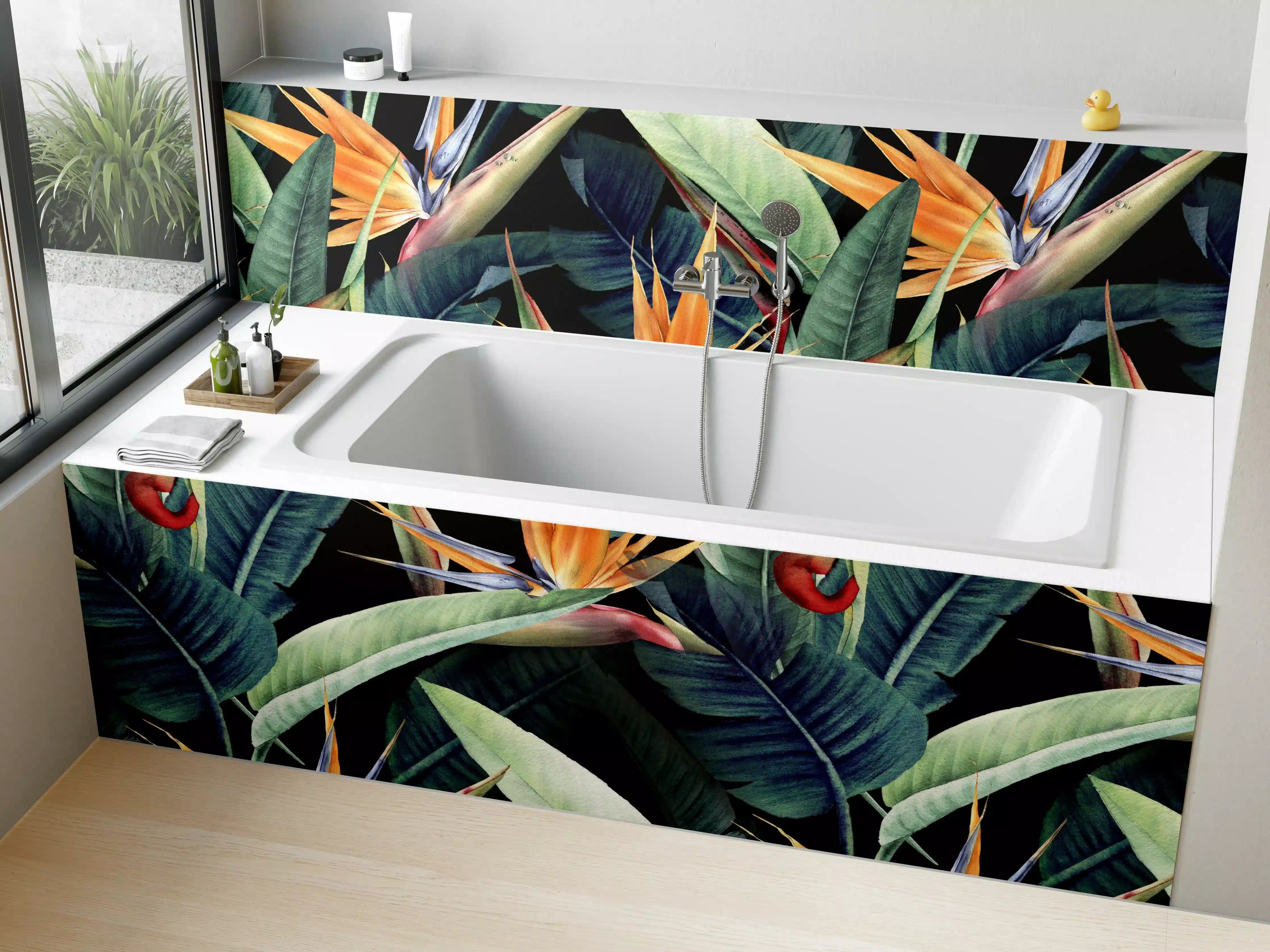 Badewannen-Rückwand - Florales Blätter Muster