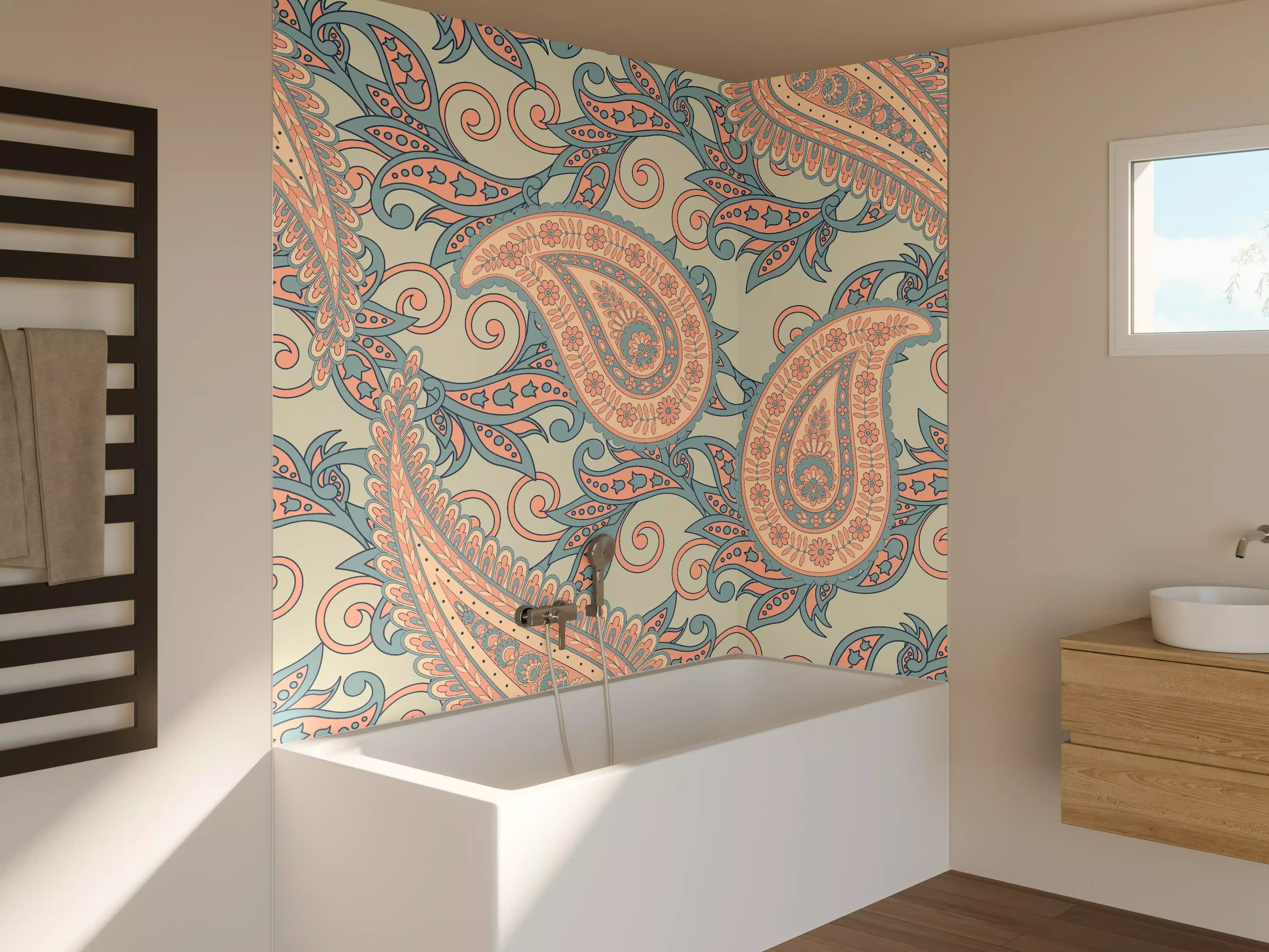 Badewannen-Rückwand - Florales Design - orientalisches Muster
