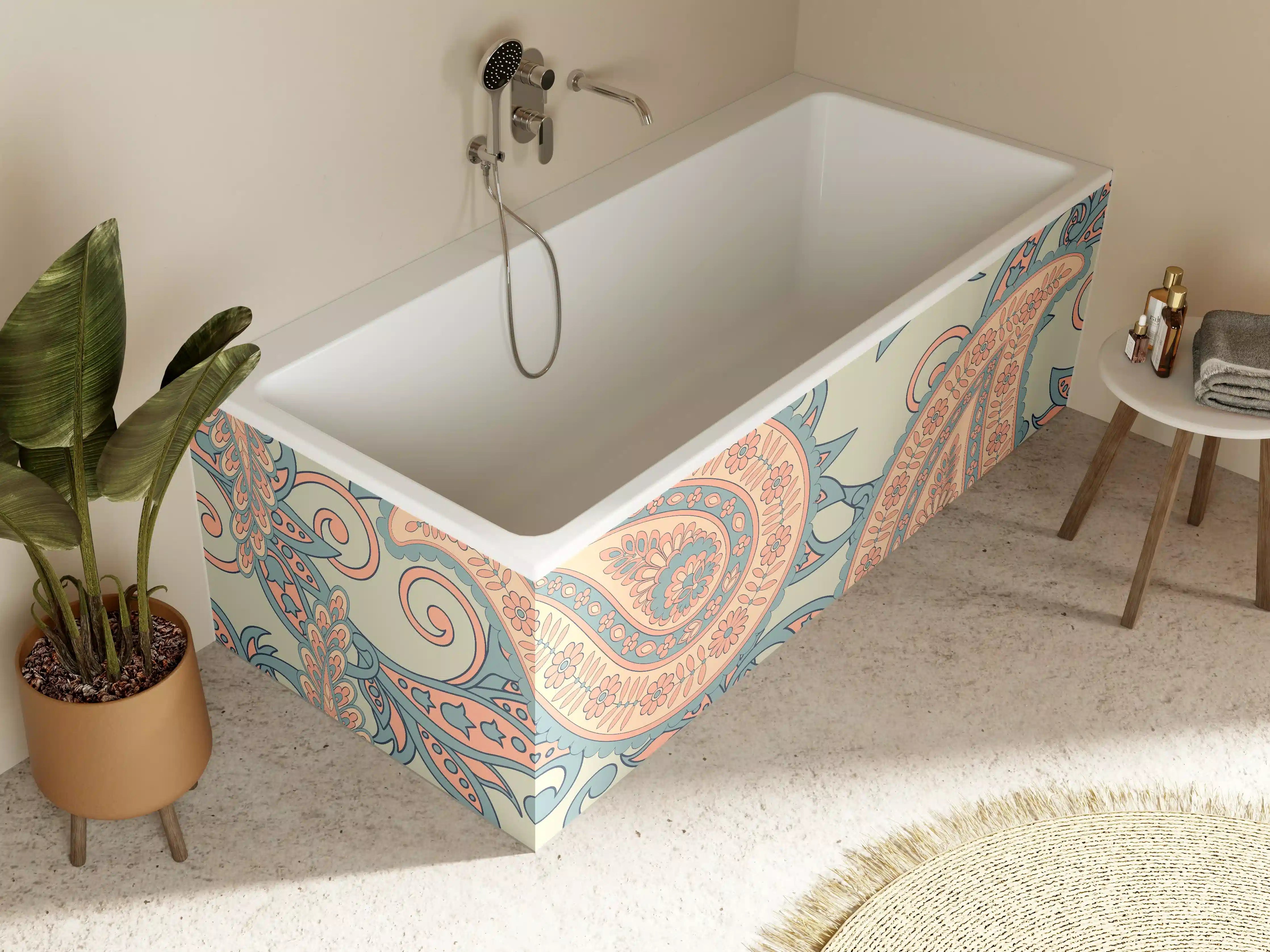 Badewannen-Rückwand - Florales Design - orientalisches Muster