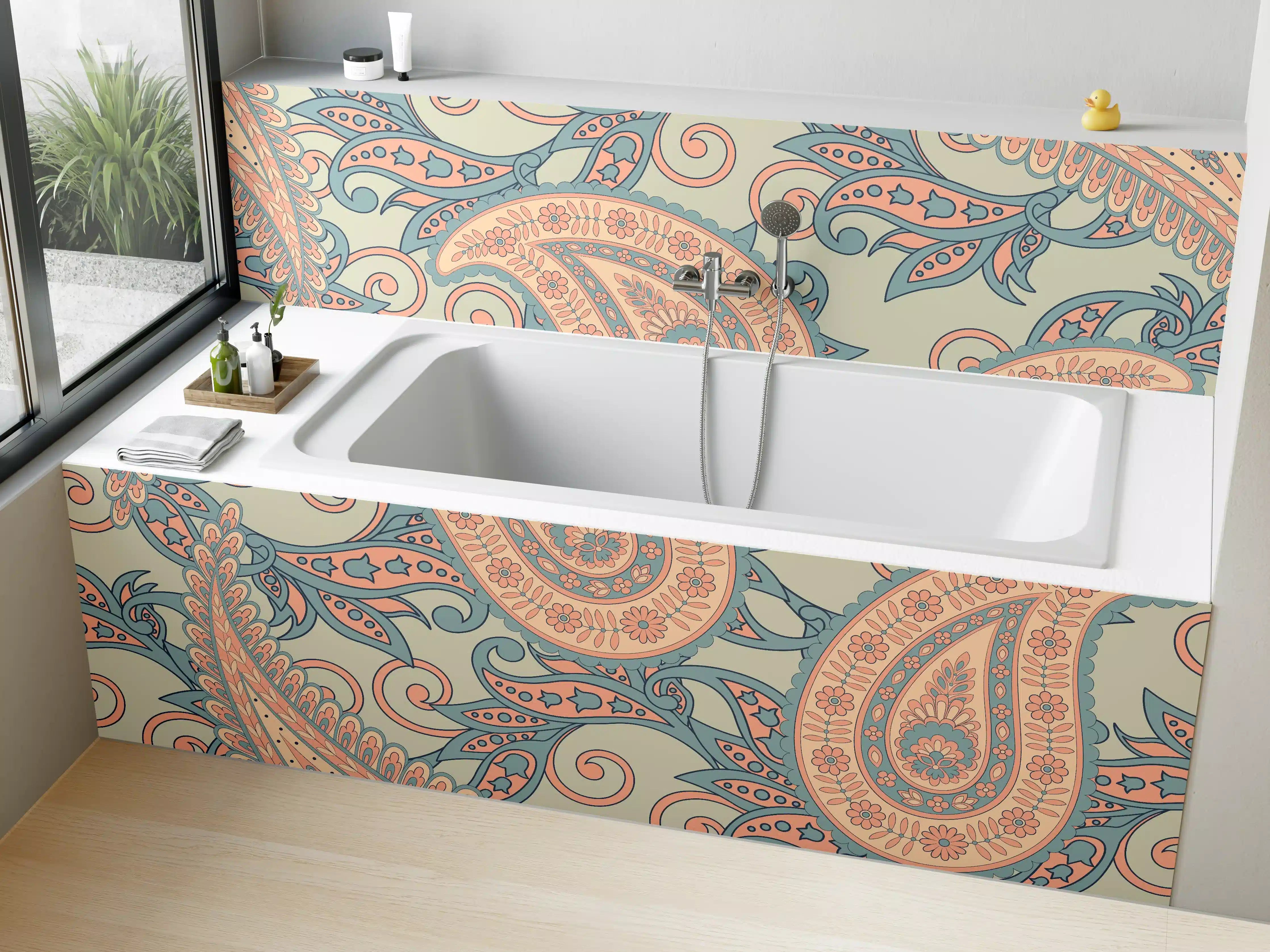 Badewannen-Rückwand - Florales Design - orientalisches Muster