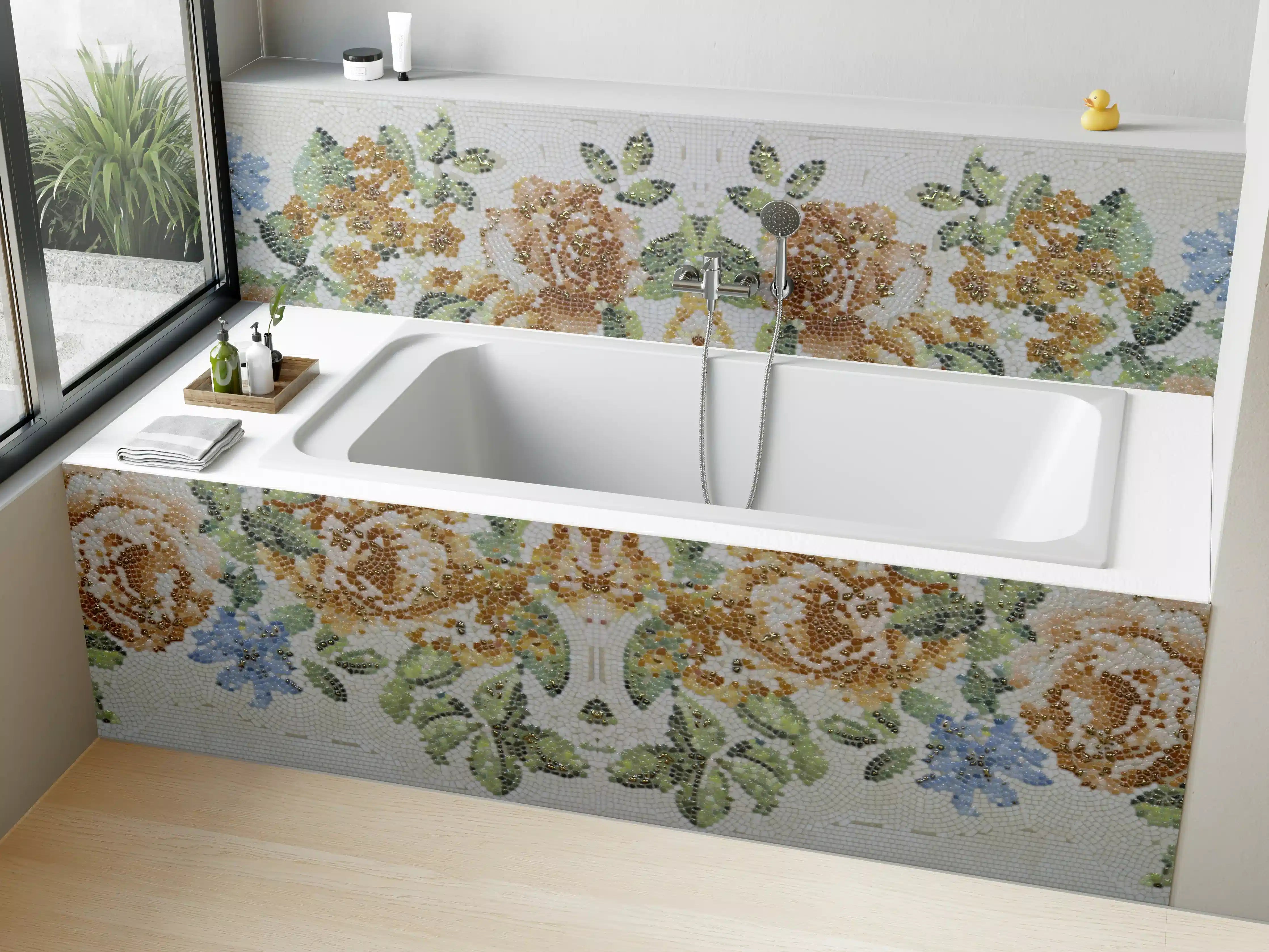Badewannen-Rückwand - Florales Muster Design Textur
