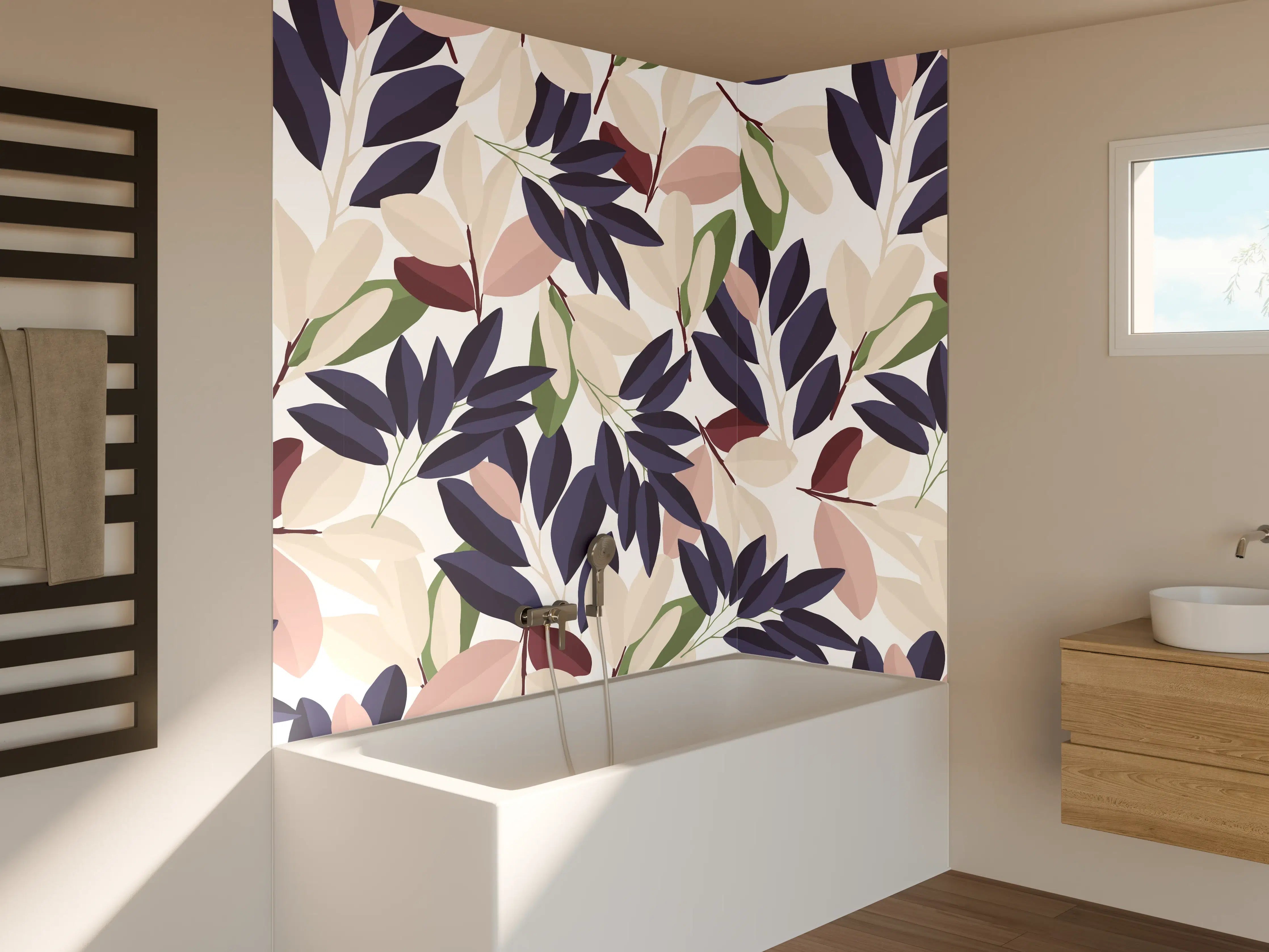 Badewannen-Rückwand - Florales Muster Pastellfarben