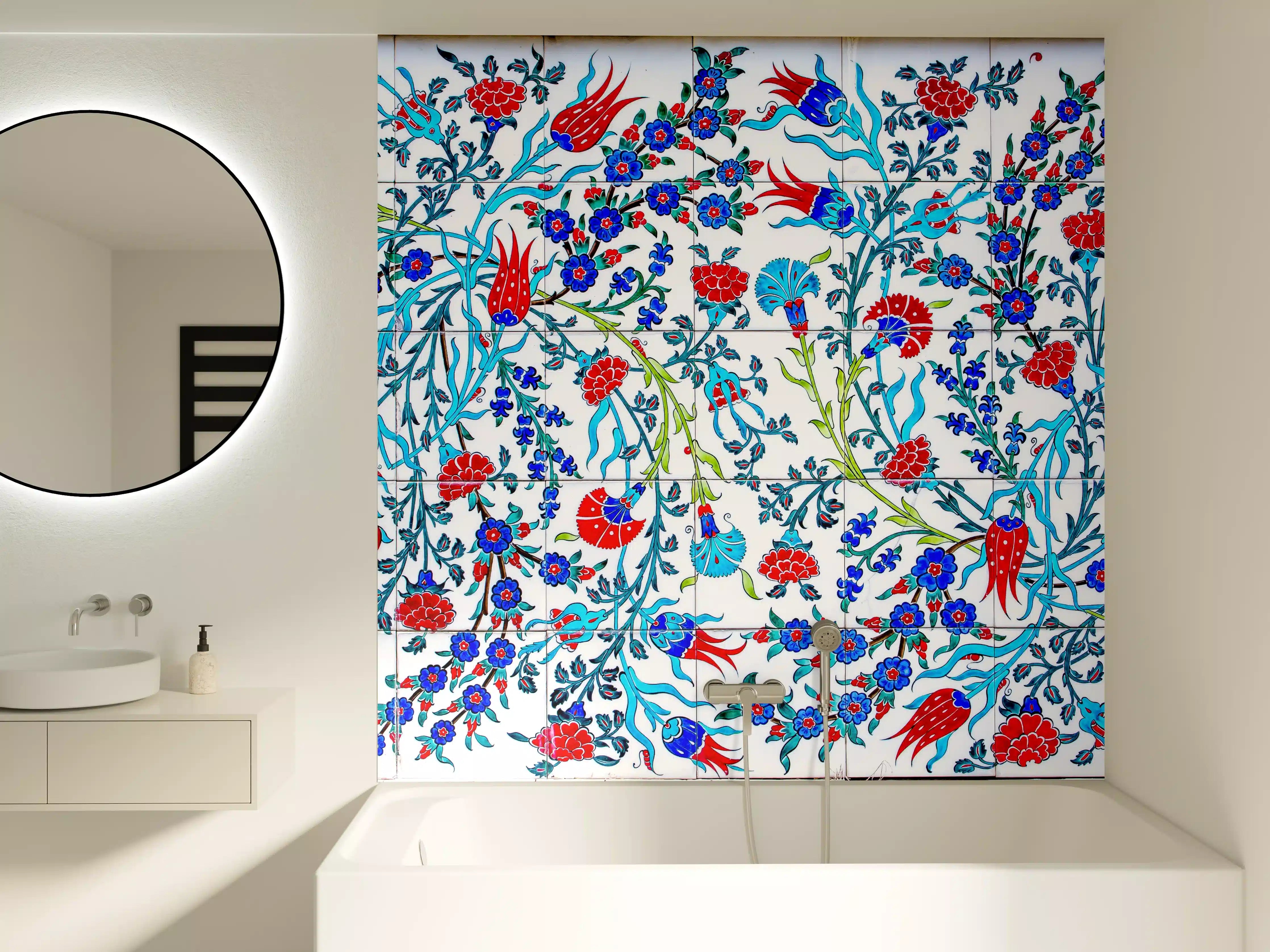 Badewannen-Rückwand - Florales Muster Türkische Wandfliese