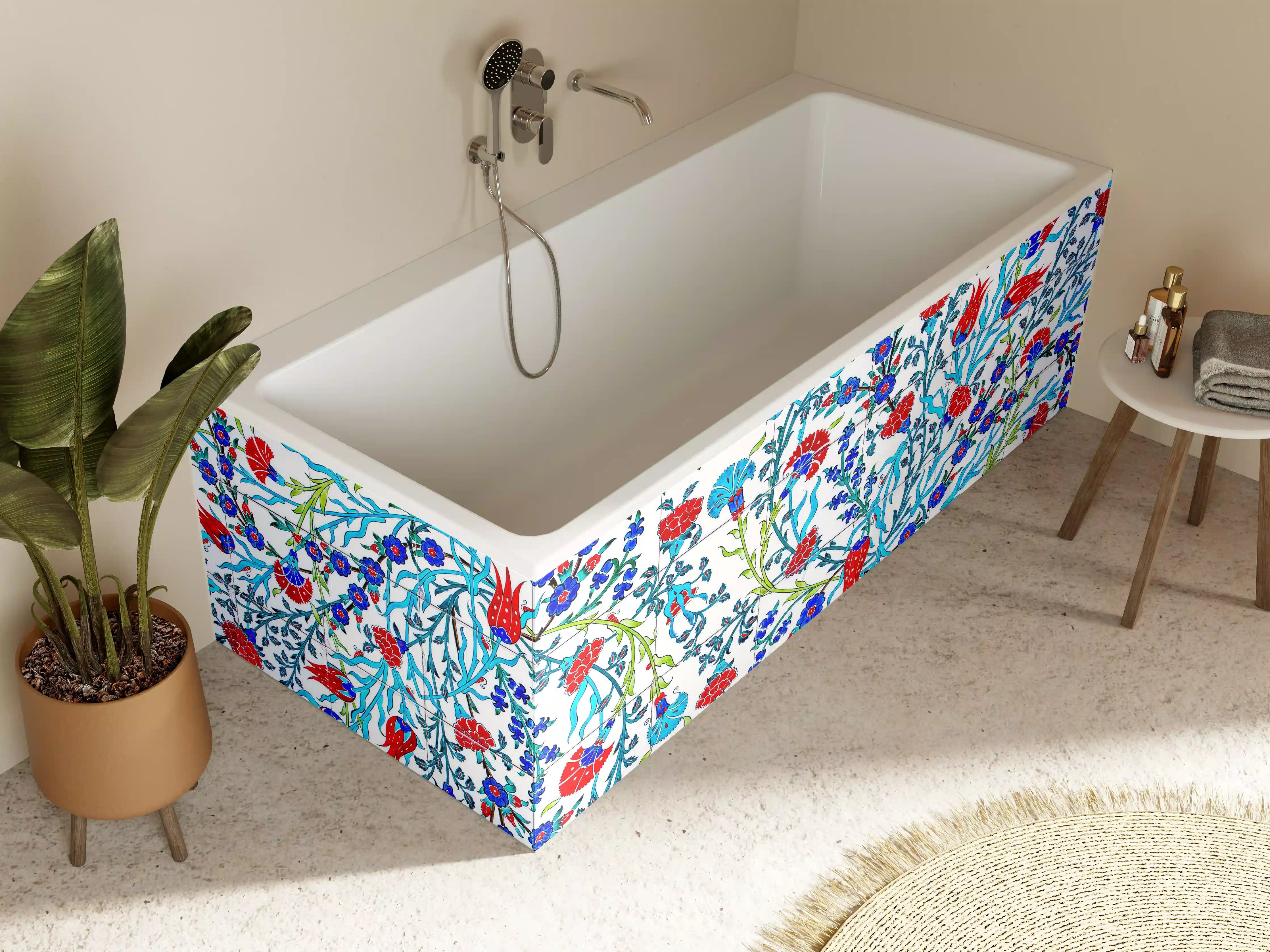 Badewannen-Rückwand - Florales Muster Türkische Wandfliese