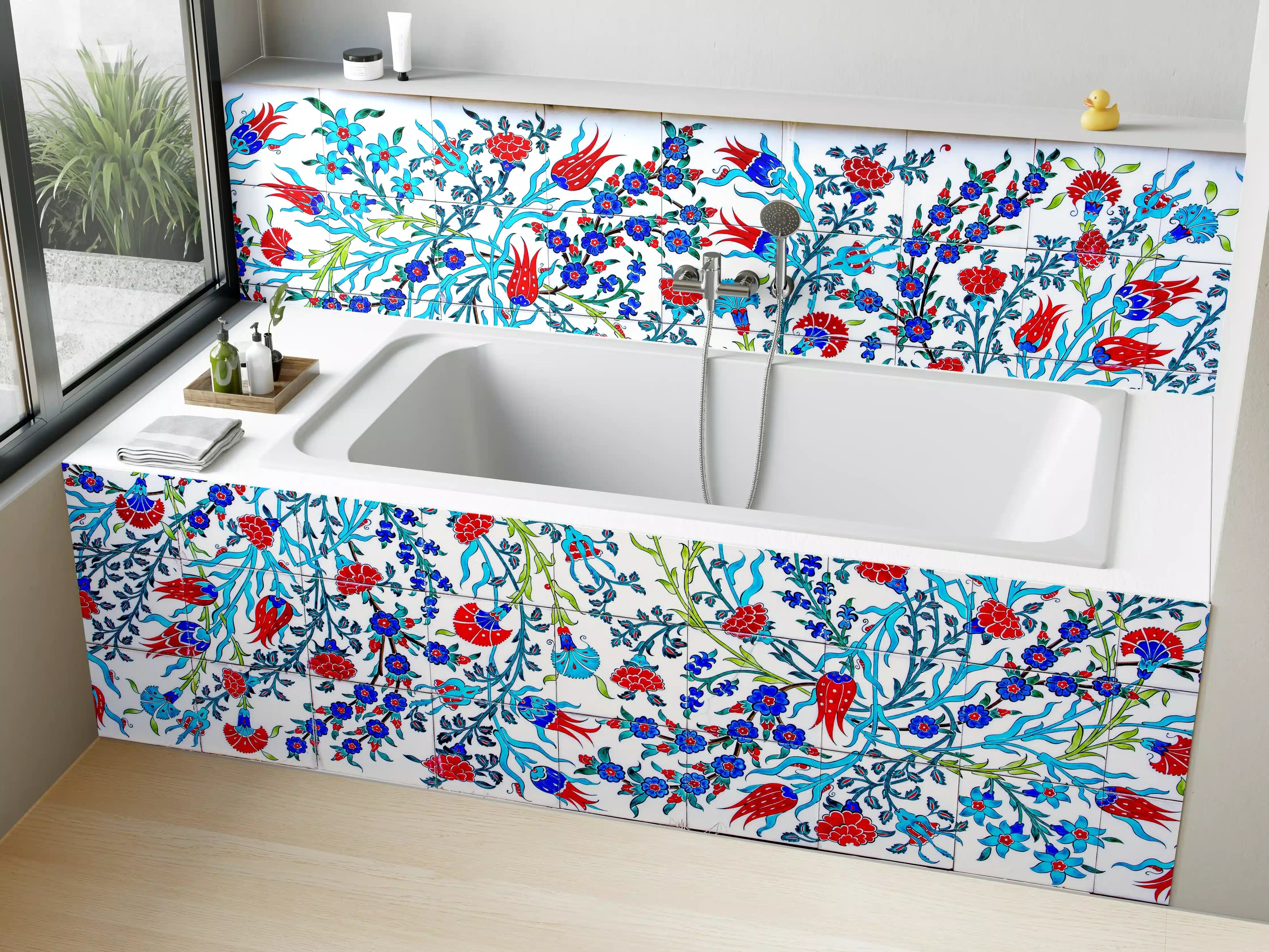 Badewannen-Rückwand - Florales Muster Türkische Wandfliese
