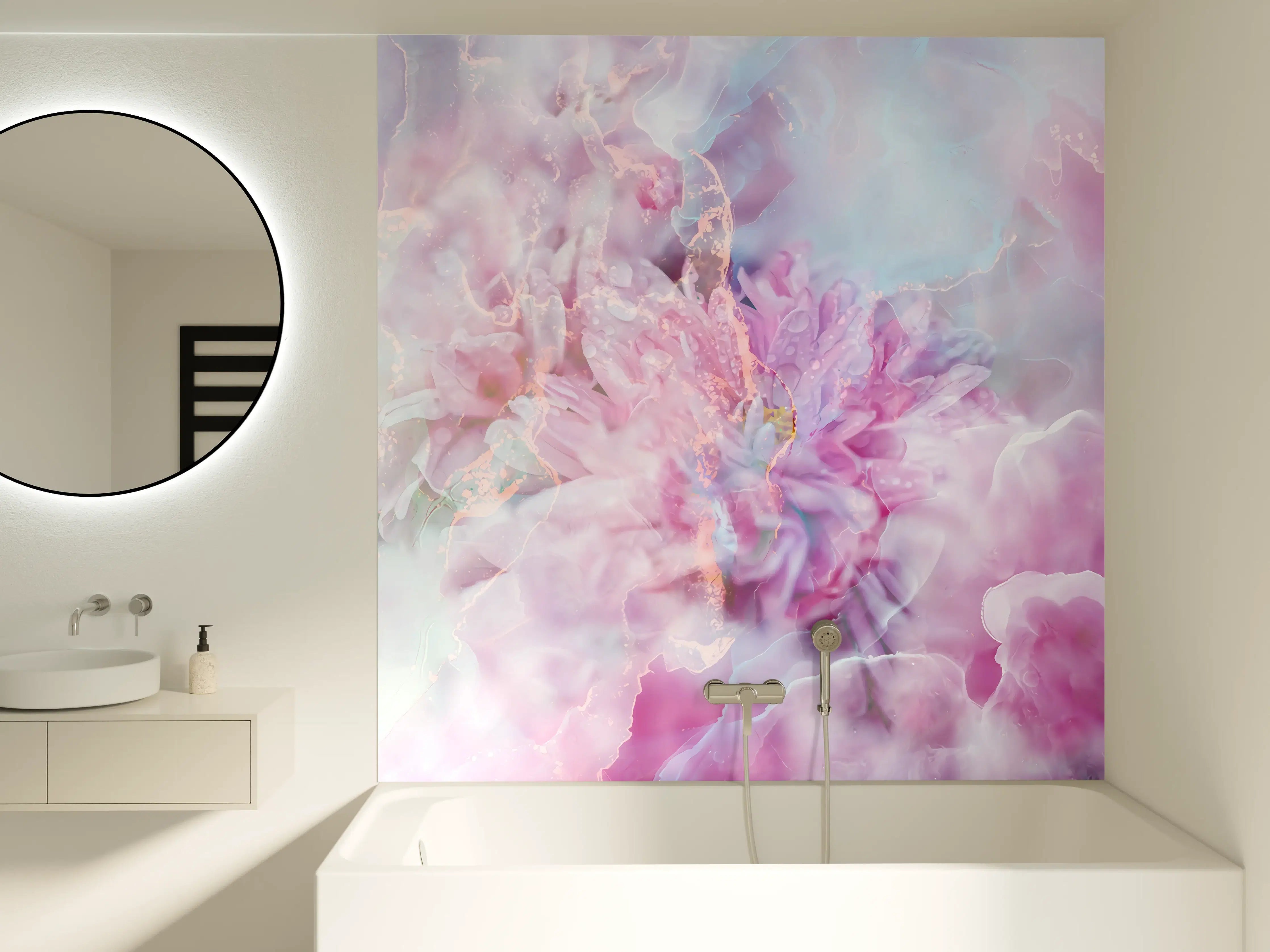 Badewannen-Rückwand - Florales Portrait - Pastell