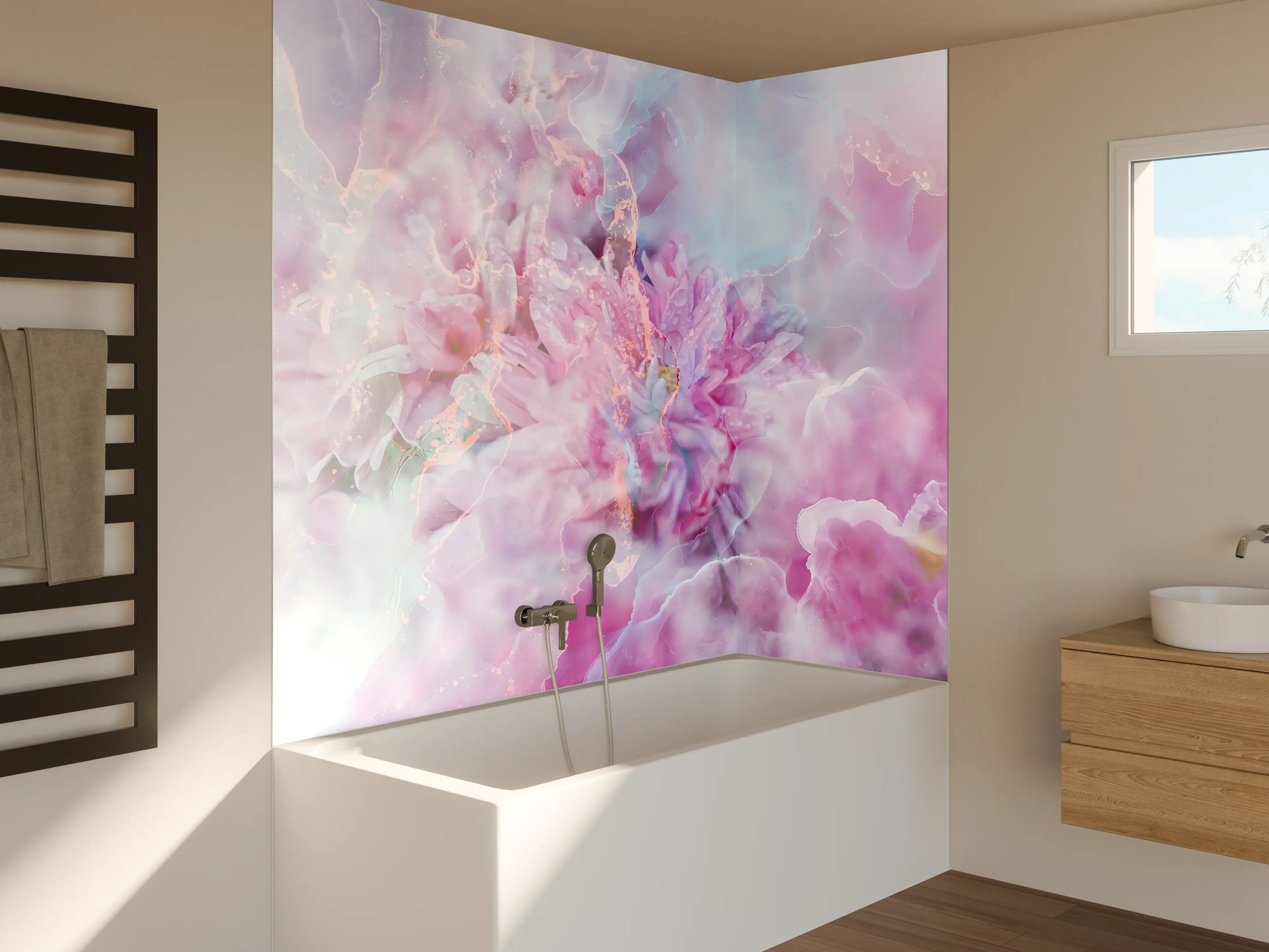Badewannen-Rückwand - Florales Portrait - Pastell
