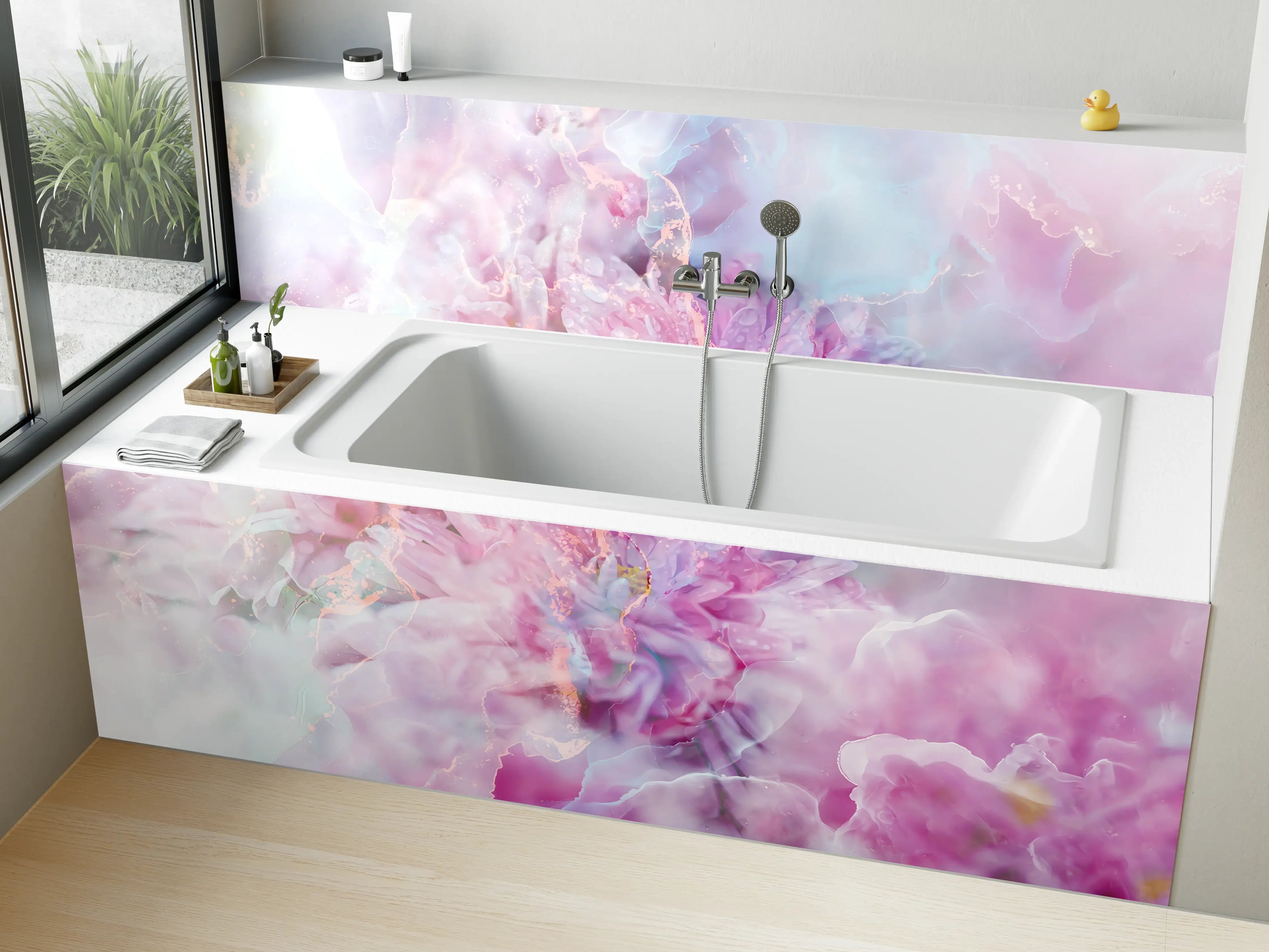 Badewannen-Rückwand - Florales Portrait - Pastell