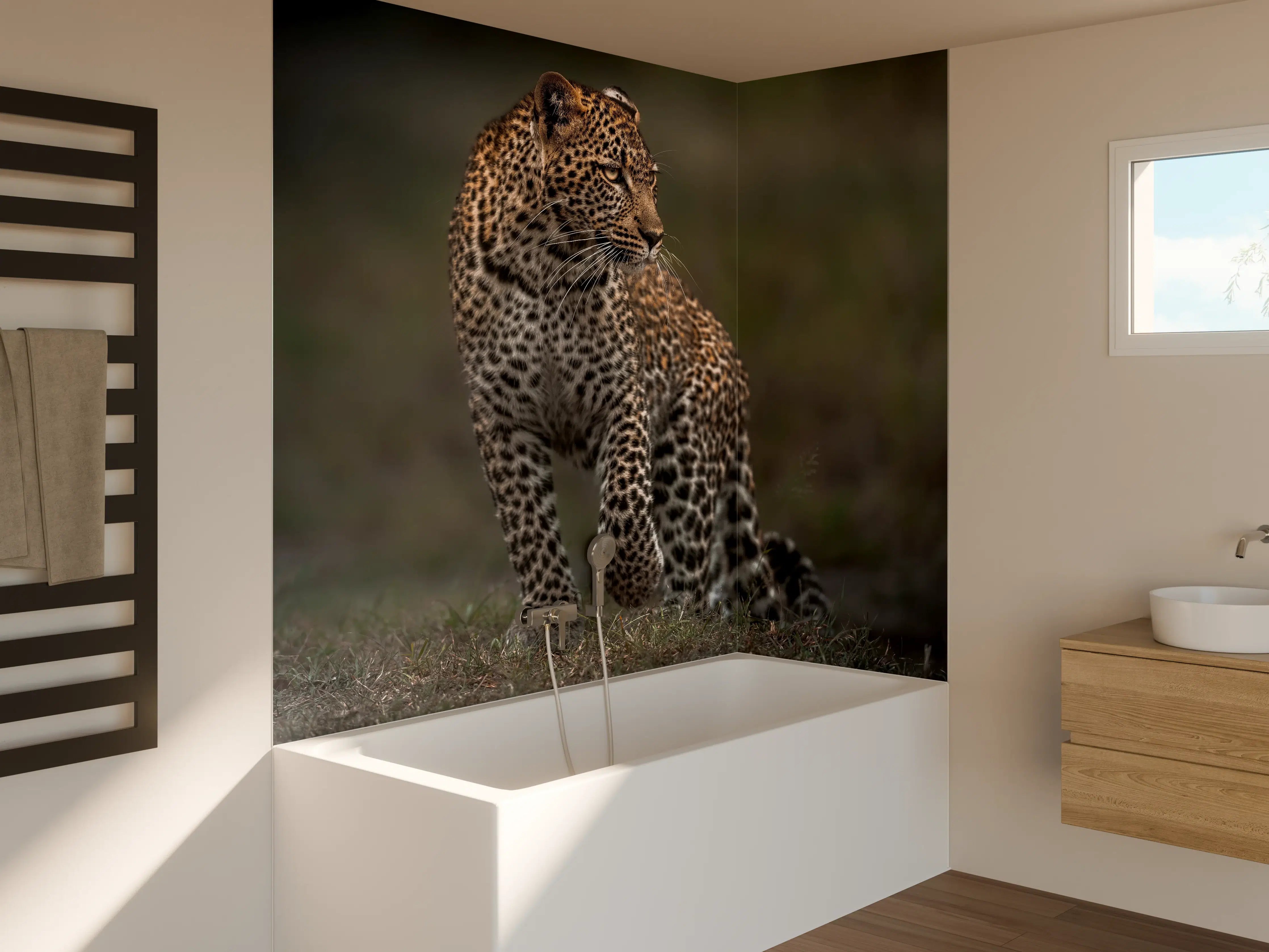 Badewannen-Rückwand - Fokussierter Leopard - Savanne