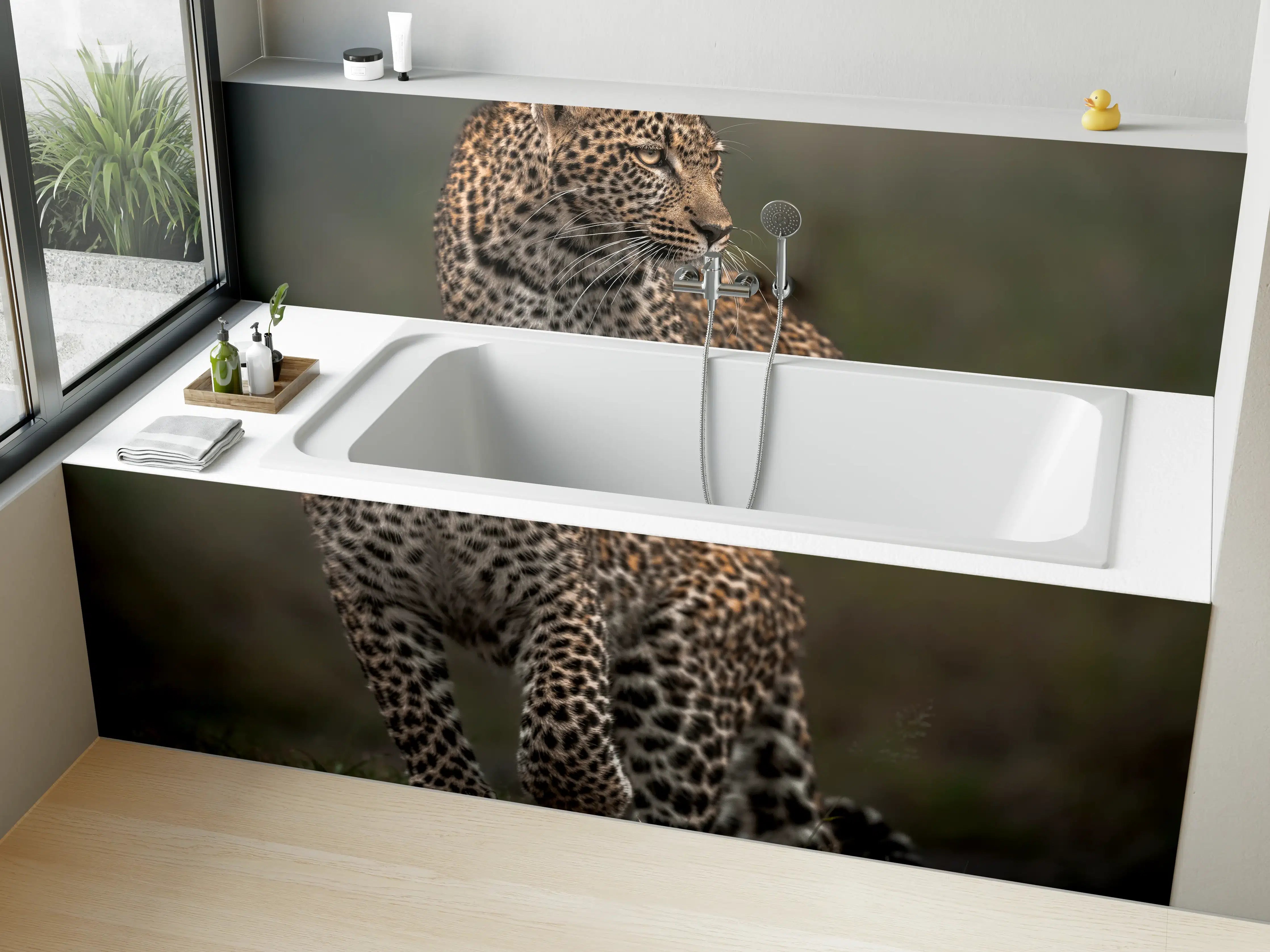 Badewannen-Rückwand - Fokussierter Leopard - Savanne