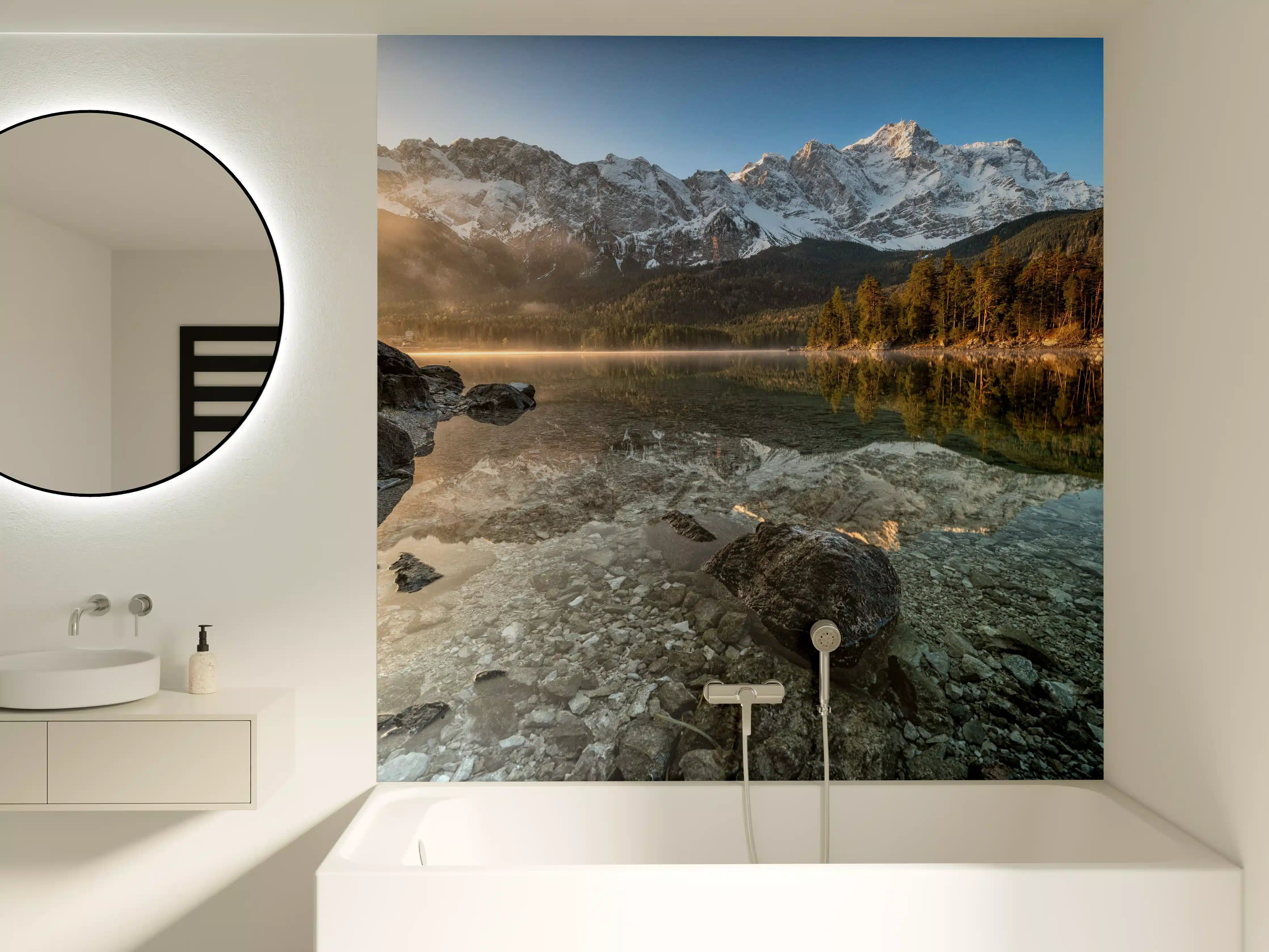 Badewannen-Rückwand - Friedliche Aussicht auf den Eibsee - Bayern